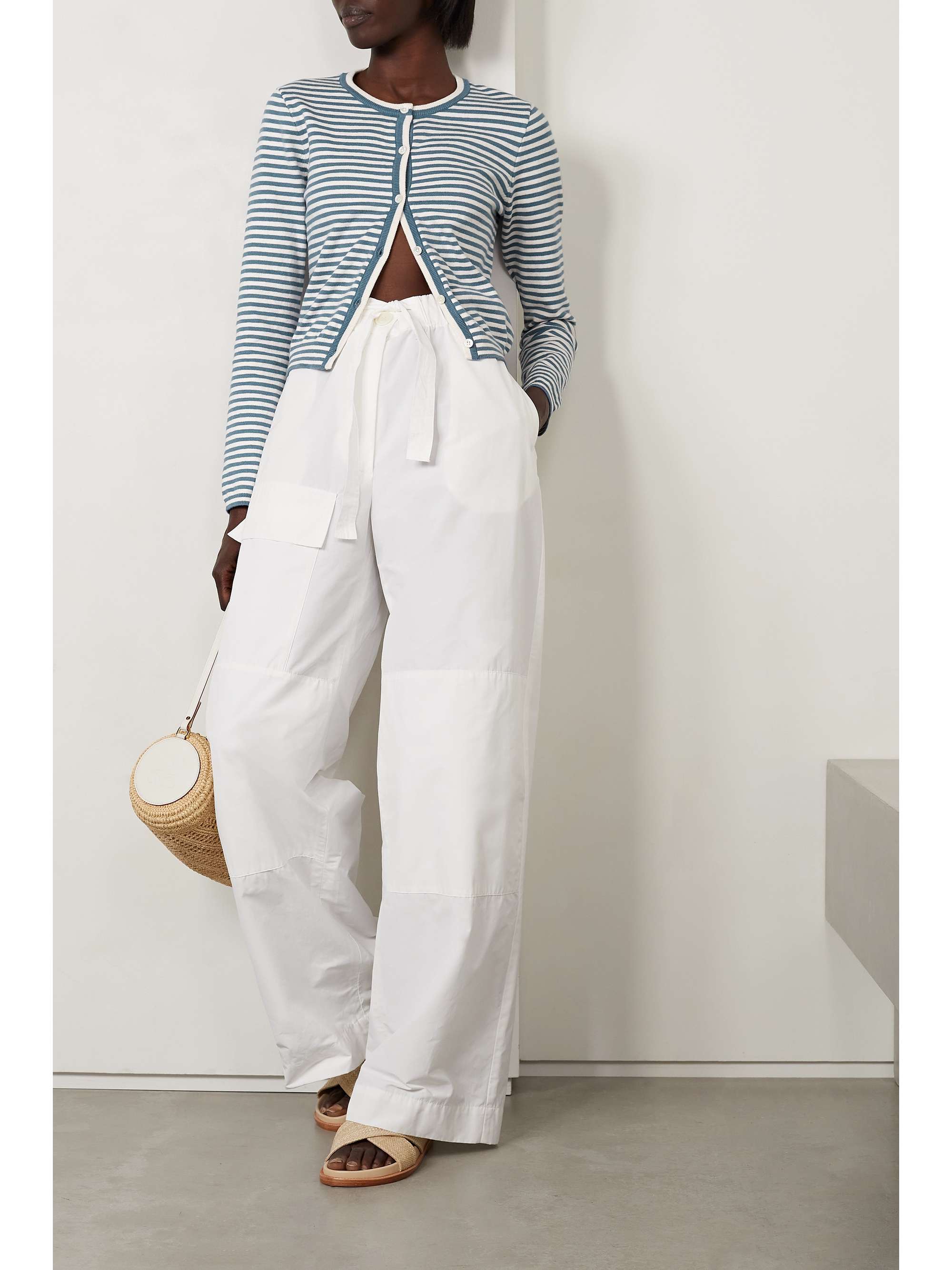Blue Albertina striped cotton cardigan 