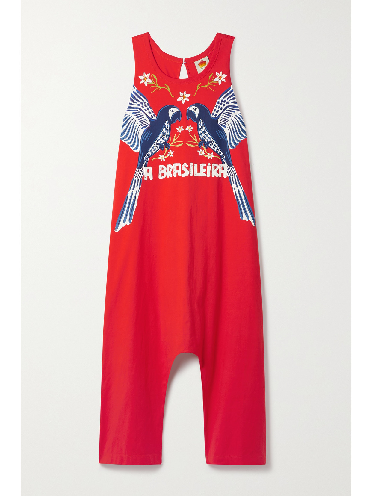 FARM RIO BRASILEIRA PRINTED COTTON-JERSEY JUMPSUIT