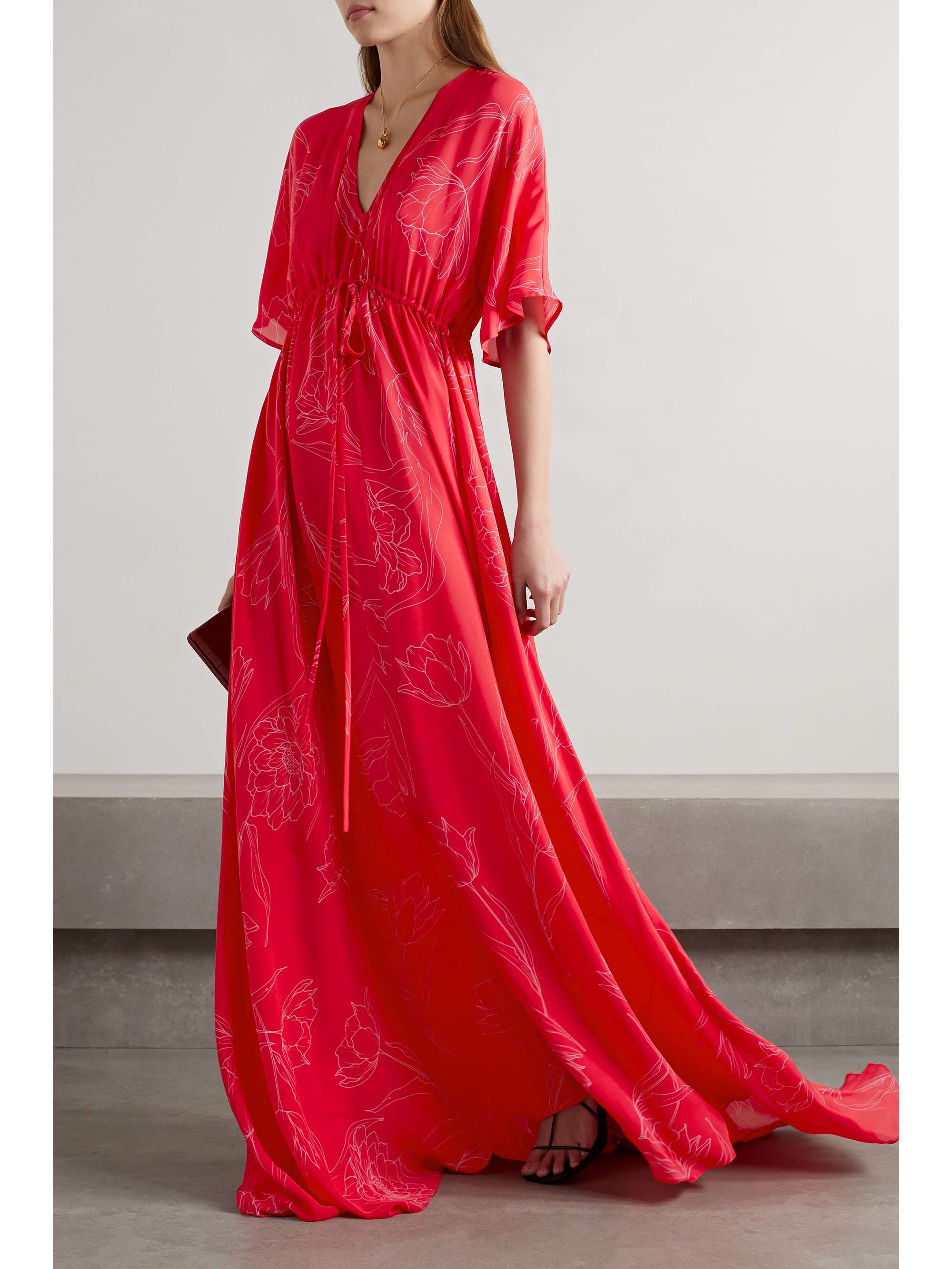 CAROLINA HERRERA Floral-print silk-georgette gown