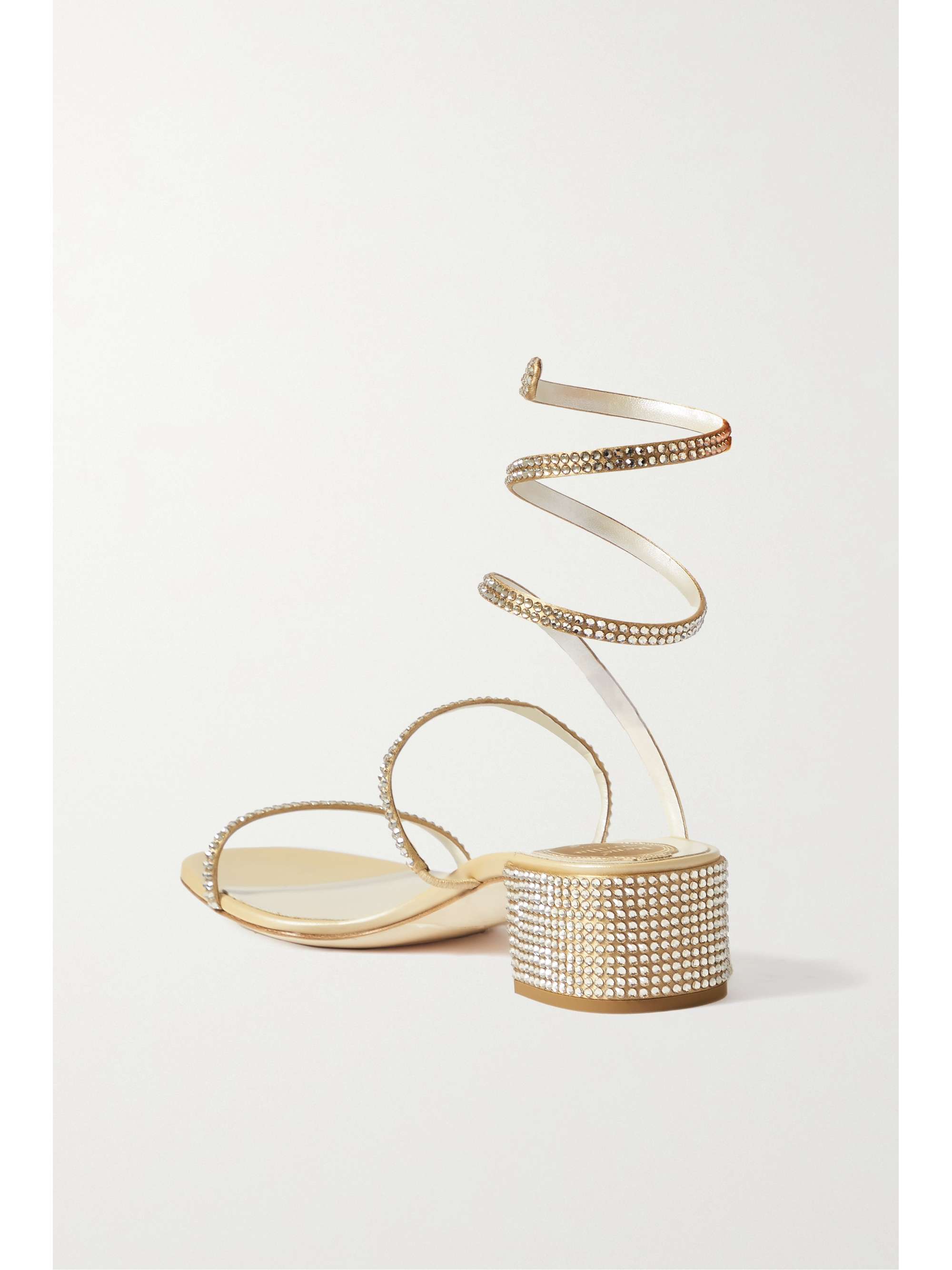 Gold Cleo crystal-embellished satin sandals | RENÃ CAOVILLA | NET-A-PORTER