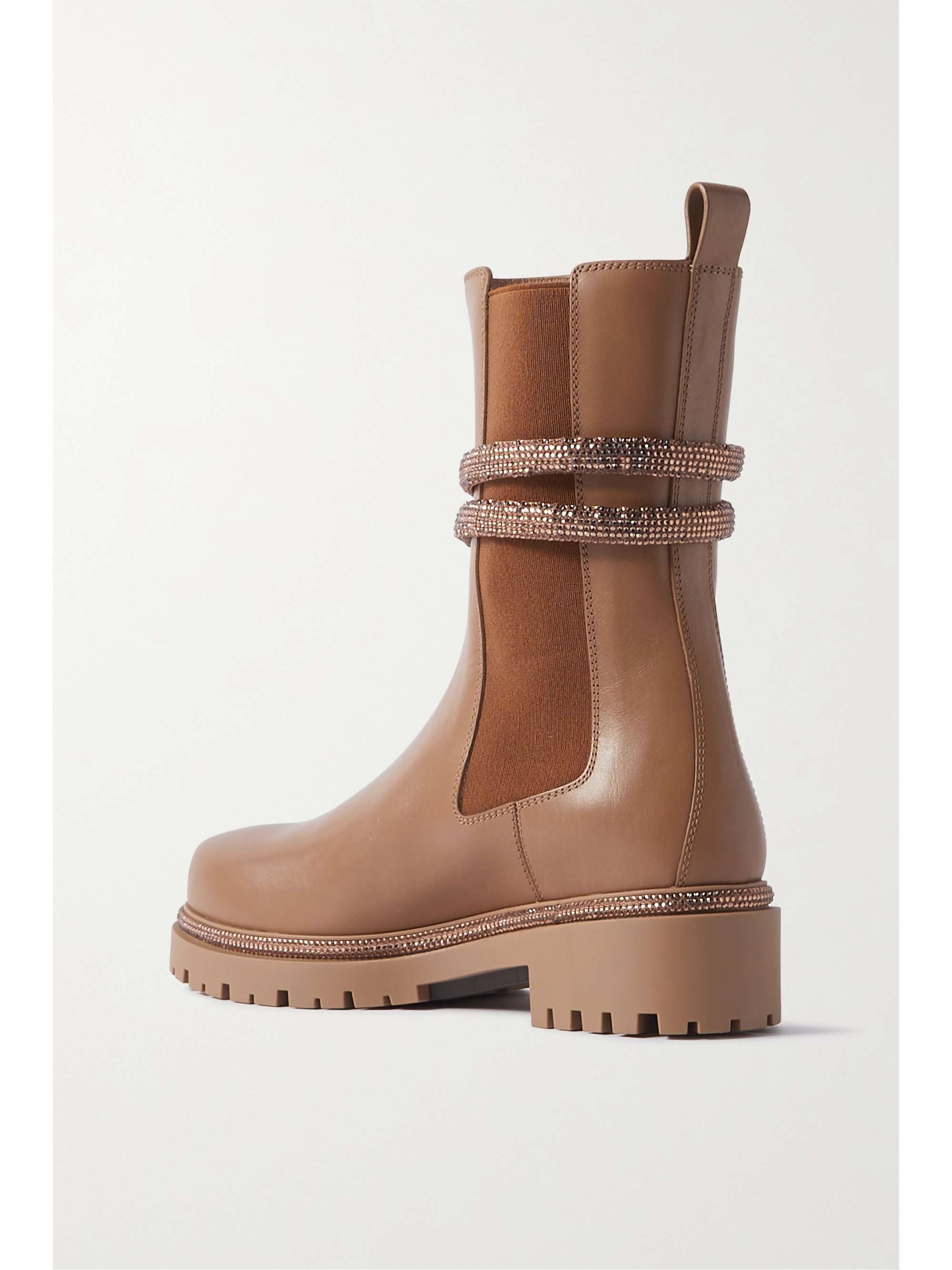RENÉ CAOVILLA Cleo crystal-embellished leather ankle boots