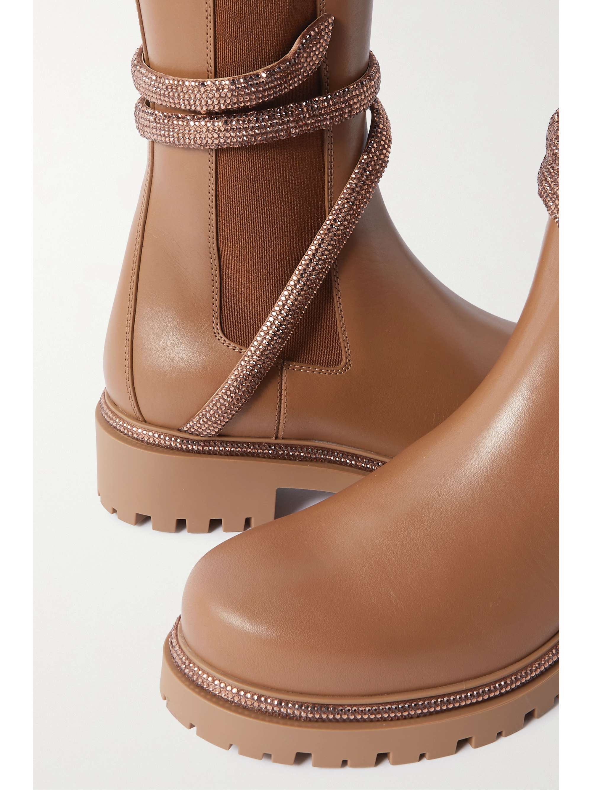 RENÉ CAOVILLA Cleo crystal-embellished leather ankle boots