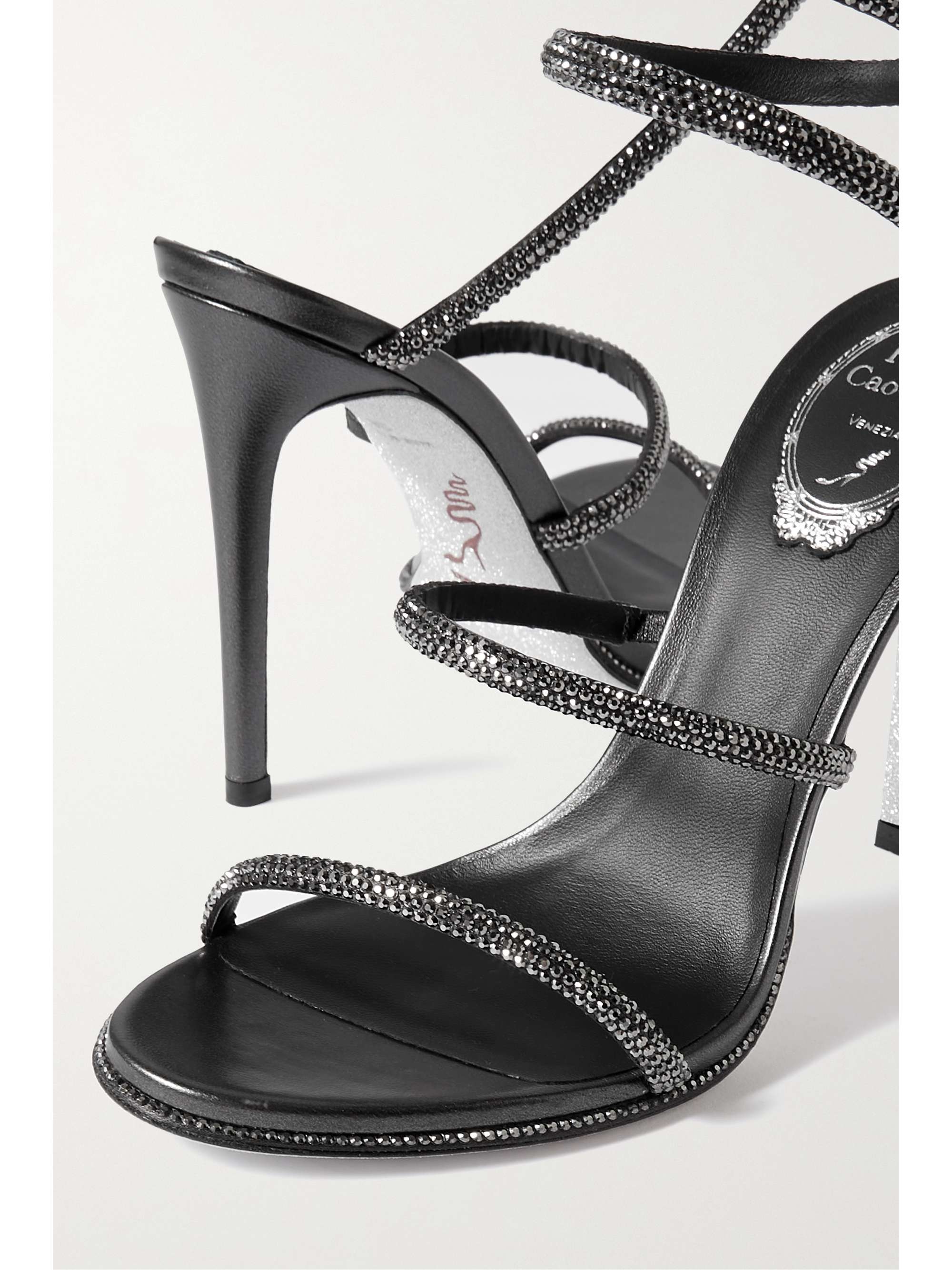 Gray Cleo crystal-embellished satin sandals | RENÉ CAOVILLA NET-A-PORTER