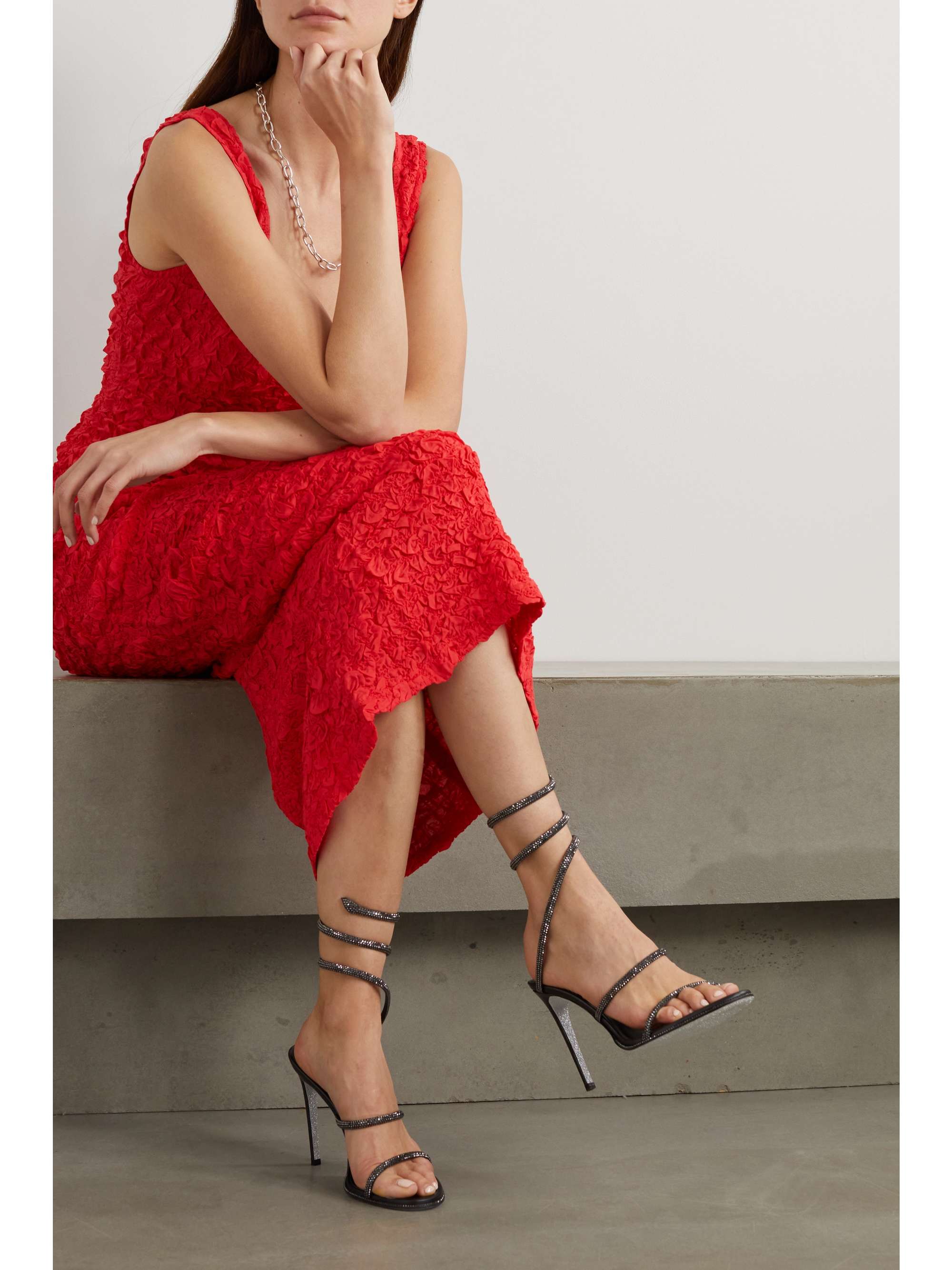 RENÉ CAOVILLA Cleo crystal-embellished satin sandals