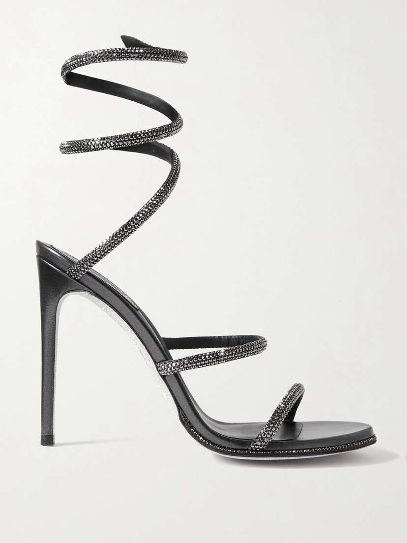 René Caovilla Cleo Crystal-embellished Satin Sandals