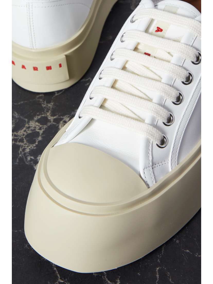 Marni Pablo Leather Platform Sneakers - detail view in White