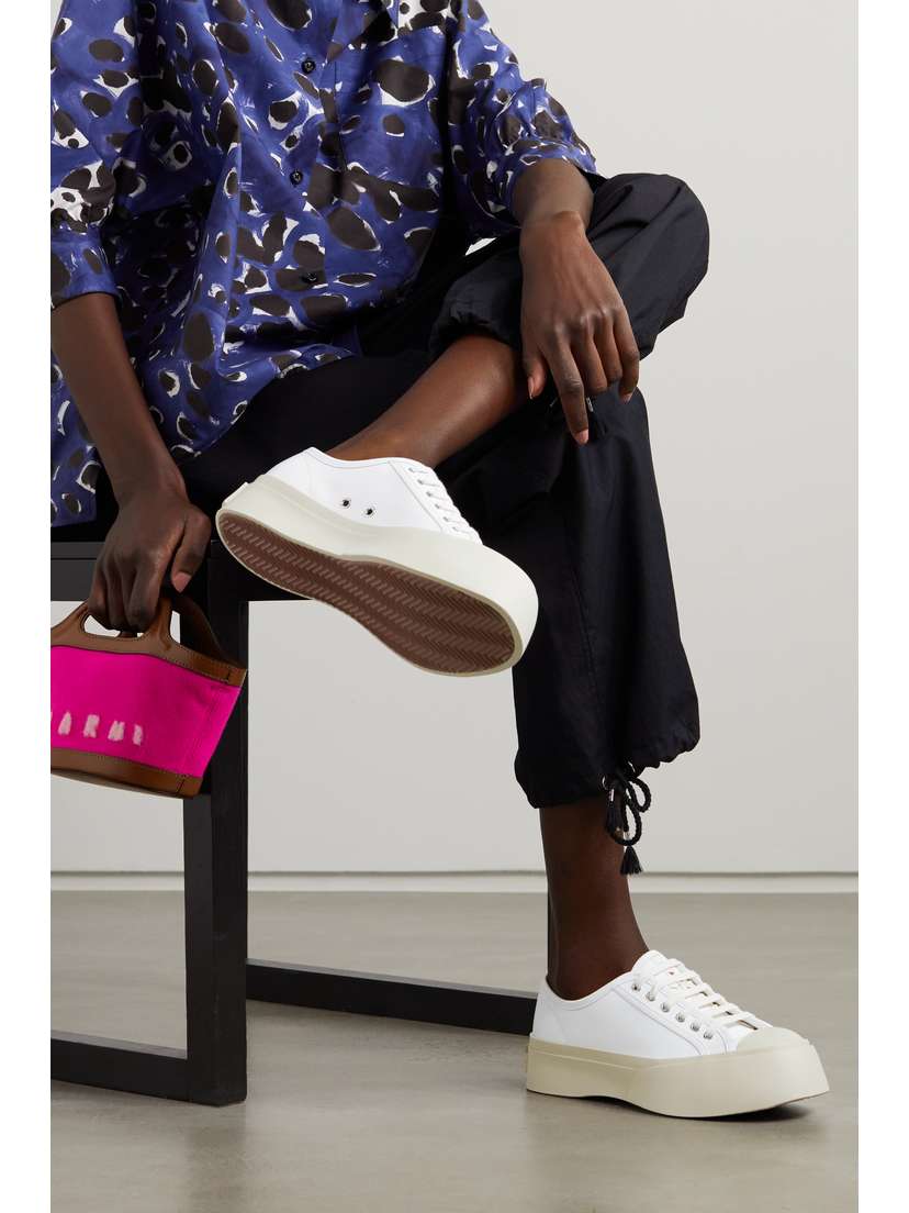 Marni Pablo Leather Platform Sneakers - back view in White