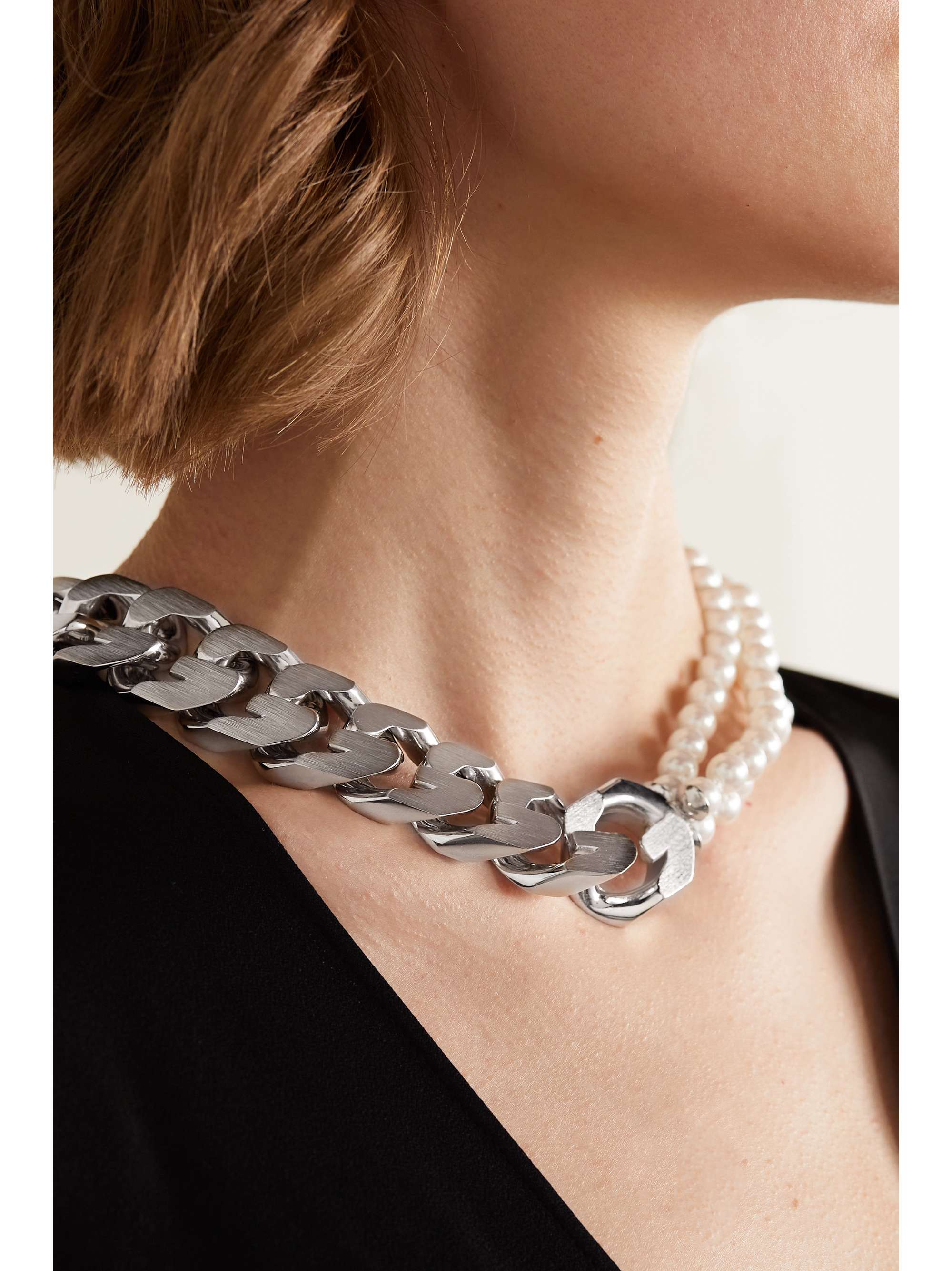 Silver Silver-tone faux pearl necklace 