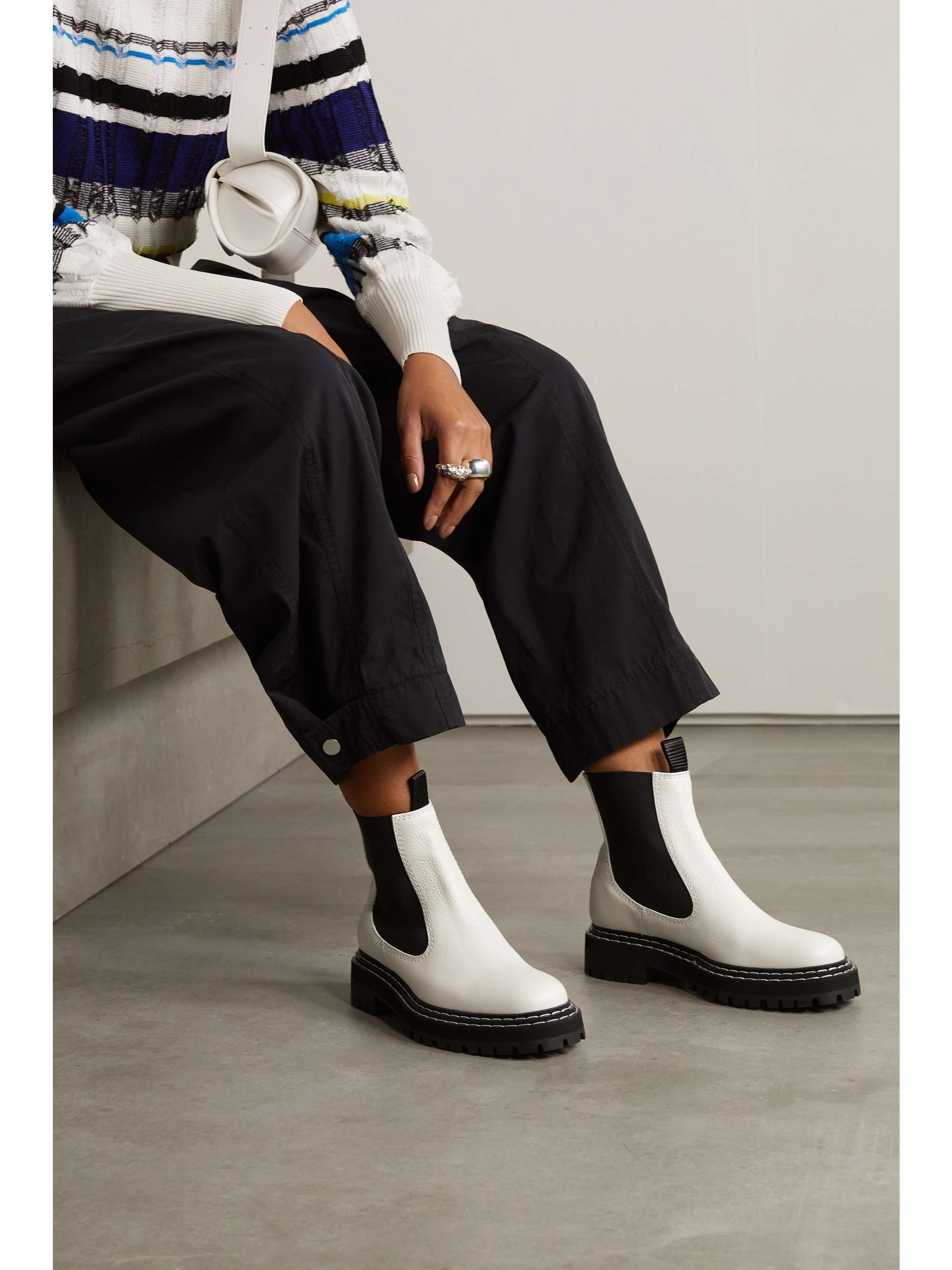 Cream Textured leather Chelsea boots PROENZA SCHOULER NET A PORTER
