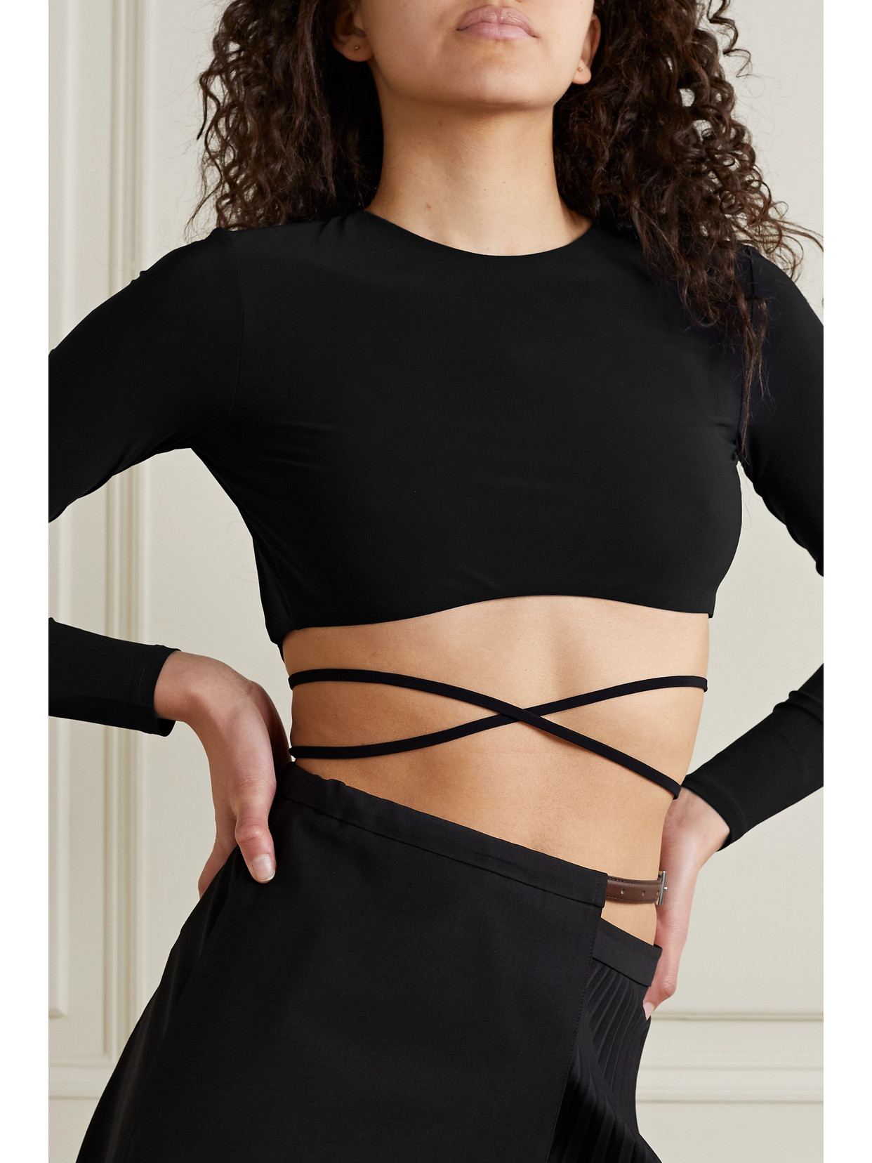 Alix Nyc Marissa Cropped Open-back Stretch-jersey Top In Black