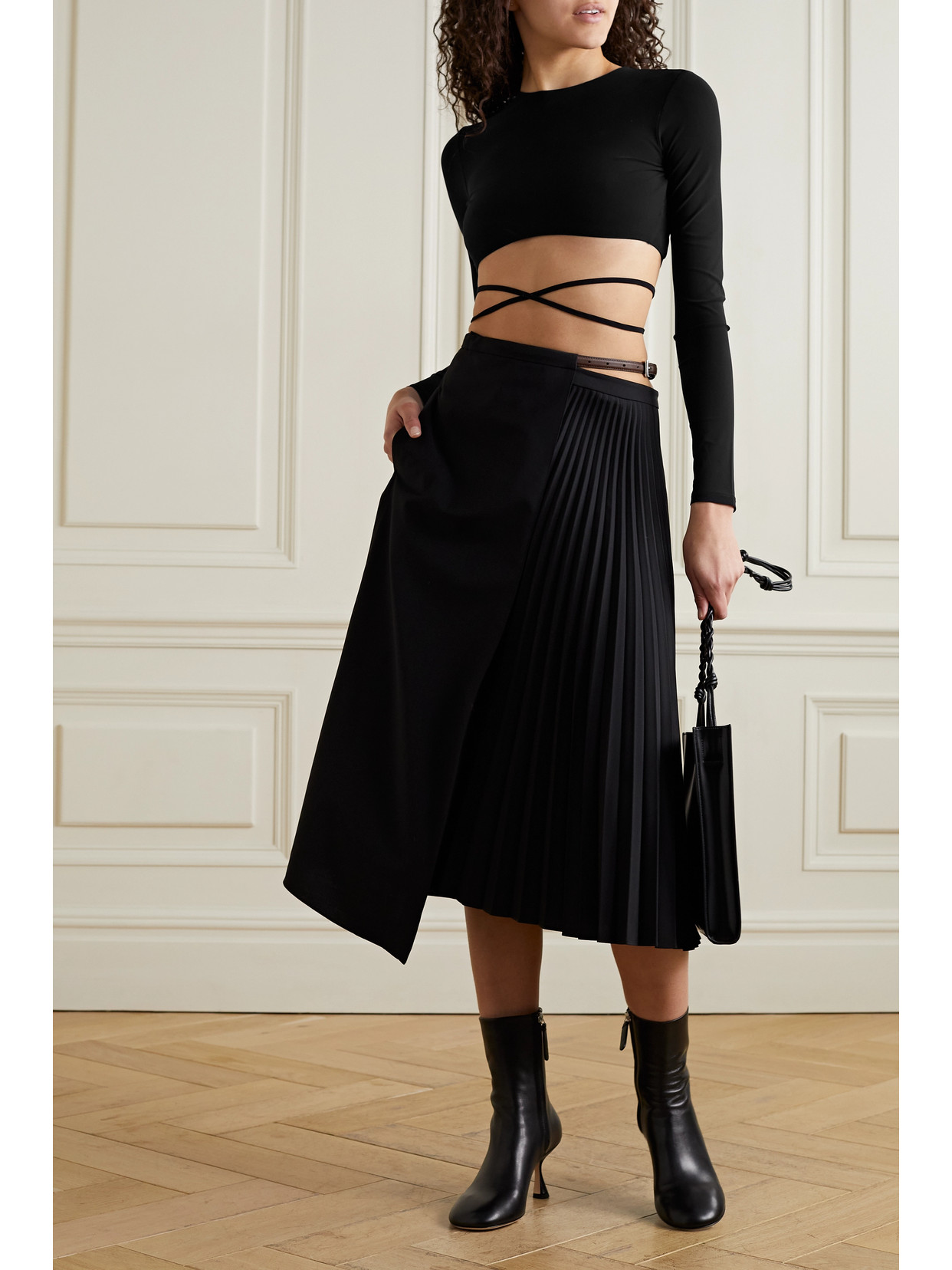 Alix Nyc Marissa Cropped Open-back Stretch-jersey Top In Black