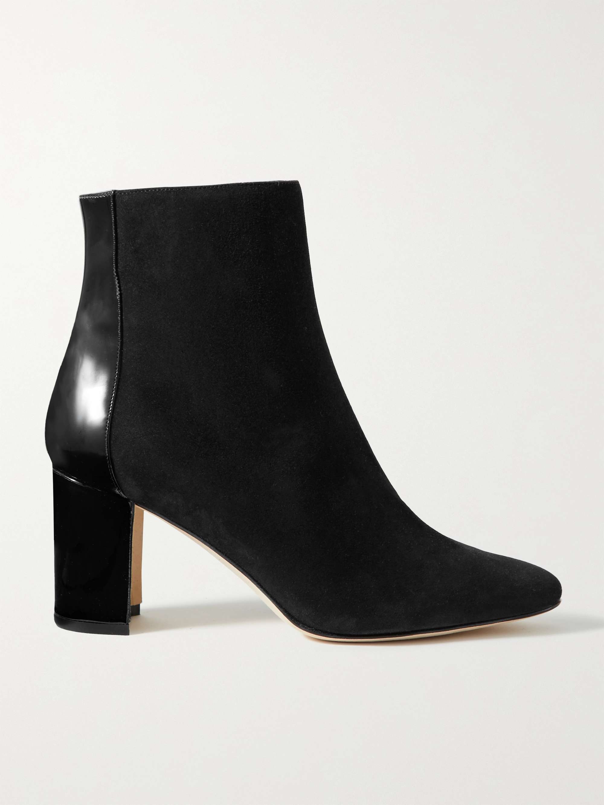 MANOLO BLAHNIK Rosie 70 patent-leather and suede ankle boots | NET-A-PORTER