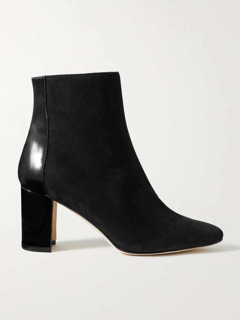Manolo Blahnik Rosie 70 Patent-leather And Suede Ankle Boots