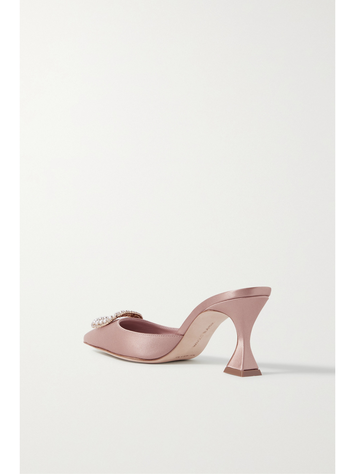 MANOLO BLAHNIK FABETAMU 70 EMBELLISHED SATIN MULES