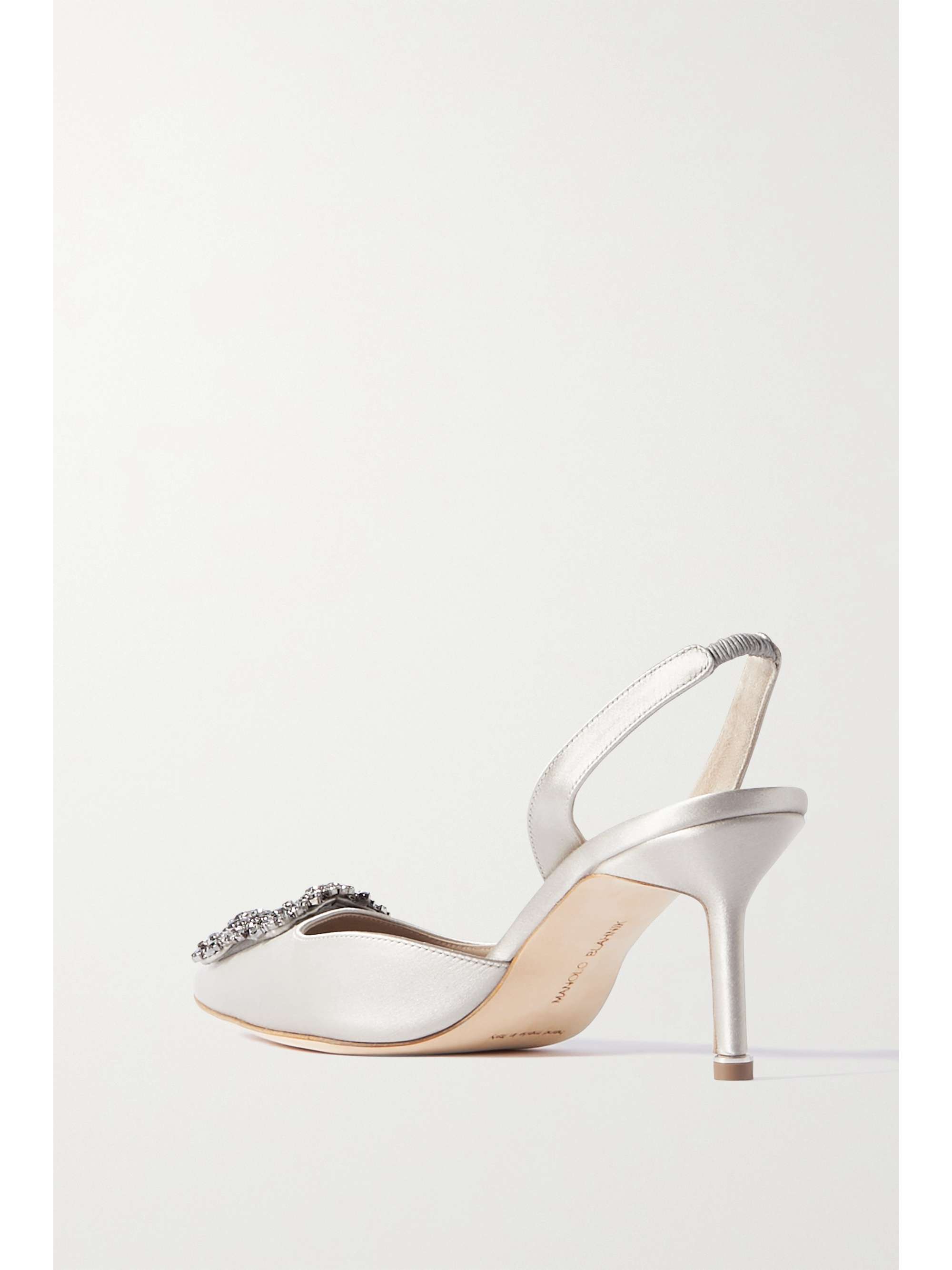 MANOLO BLAHNIK Hangisli 70 embellished satin slingback pumps | NET-A-PORTER