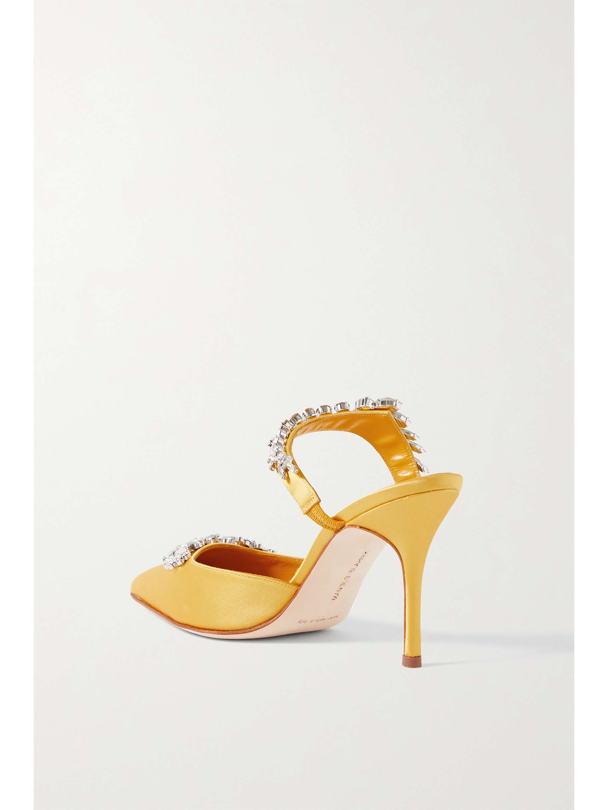 MANOLO BLAHNIK Lurum 90 サテンミュール クリスタル装飾付き