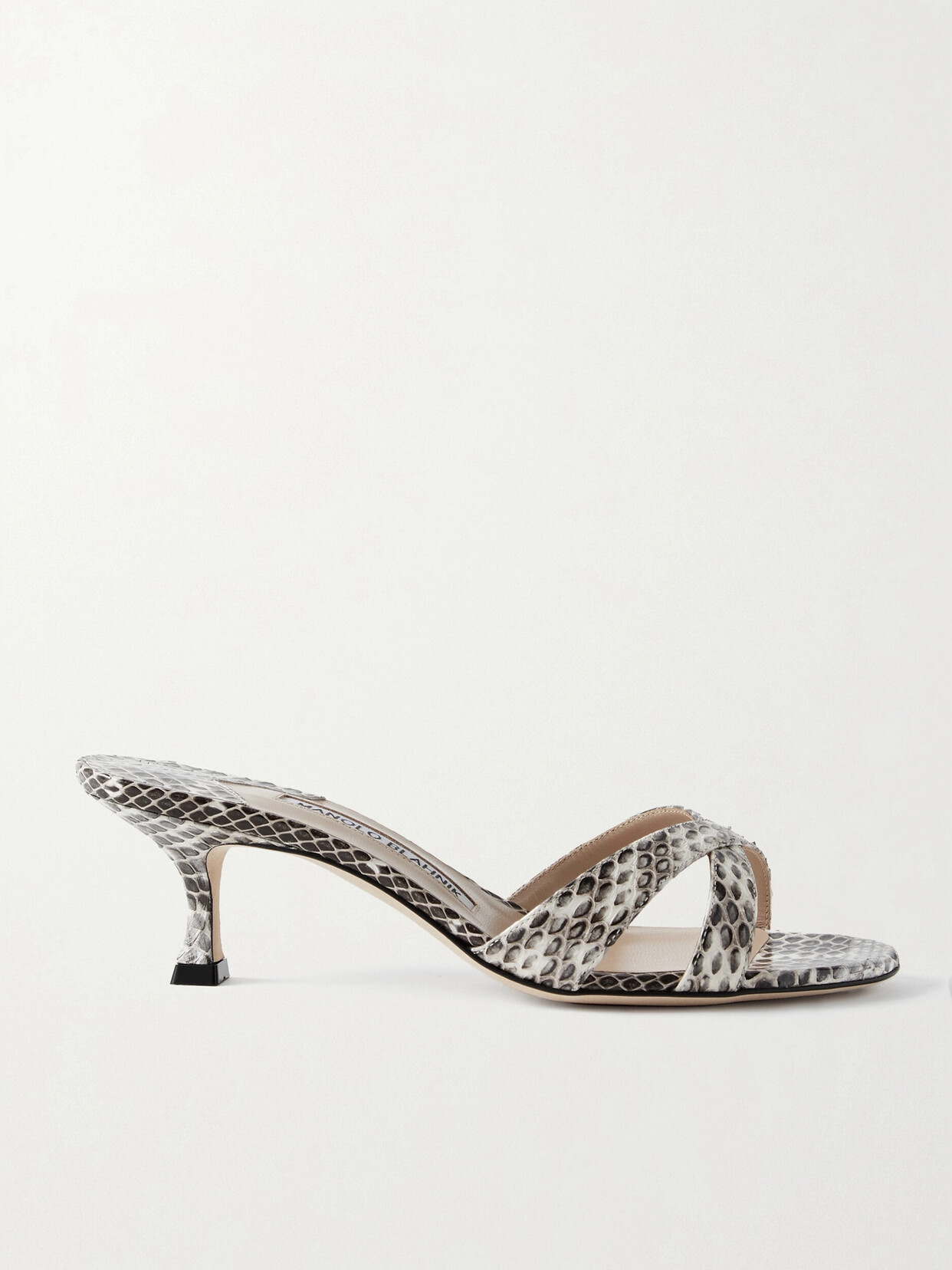 Manolo Blahnik Callamu 50 Elaphe Mules In Animal Print