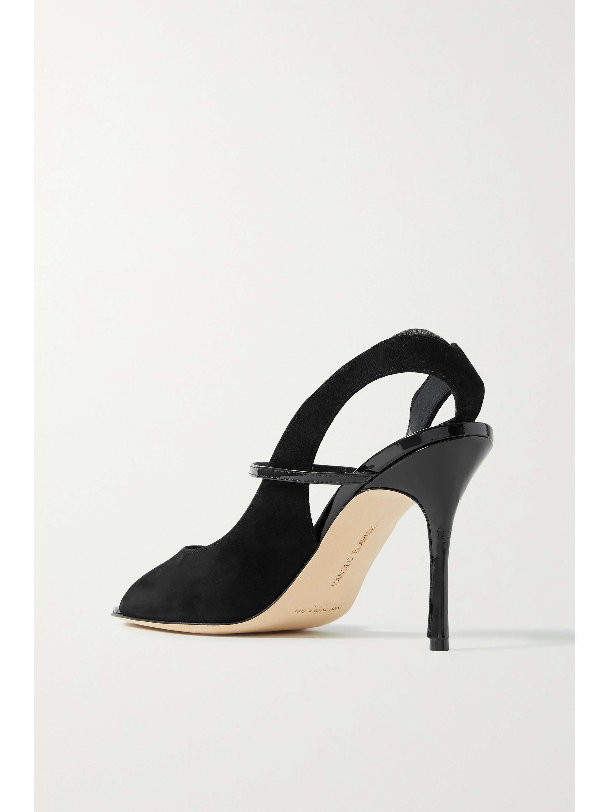 MANOLO BLAHNIK Parado 105 suede and patent-leather sandals