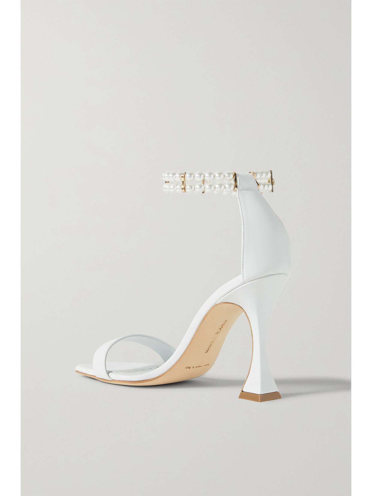 MANOLO BLAHNIK CHARONA 105 EMBELLISHED LEATHER SANDALS