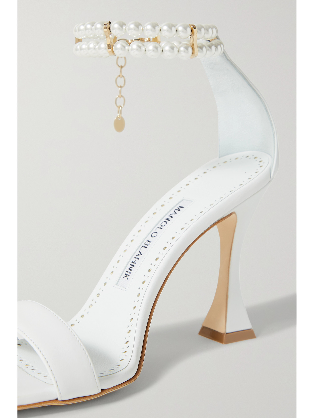MANOLO BLAHNIK CHARONA 105 EMBELLISHED LEATHER SANDALS