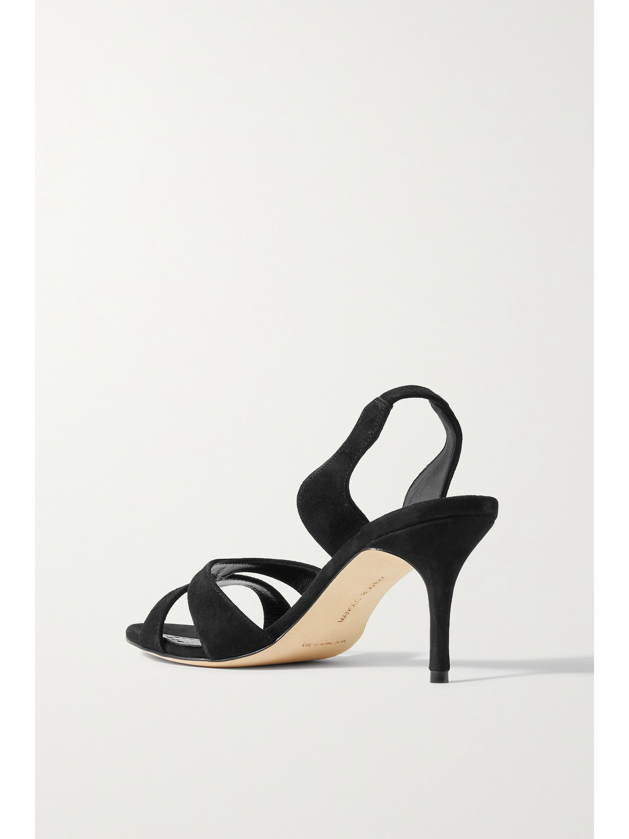 Manolo Blahnik Suspiroso 70 Suede Slingback Sandals In Black