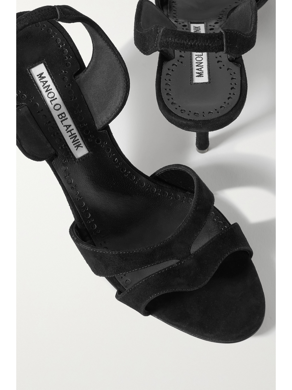 Manolo Blahnik Suspiroso 70 Suede Slingback Sandals In Black