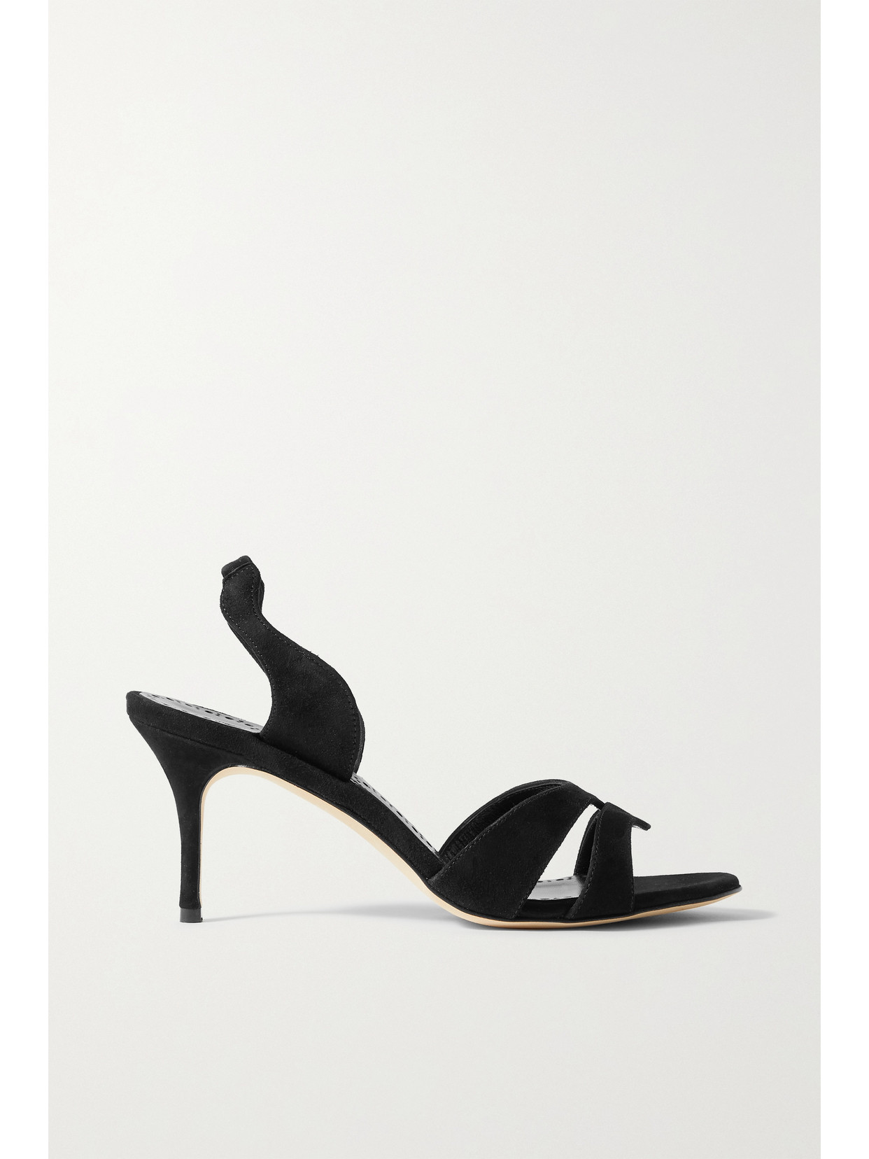 Manolo Blahnik Suspiroso 70 Suede Slingback Sandals In Black