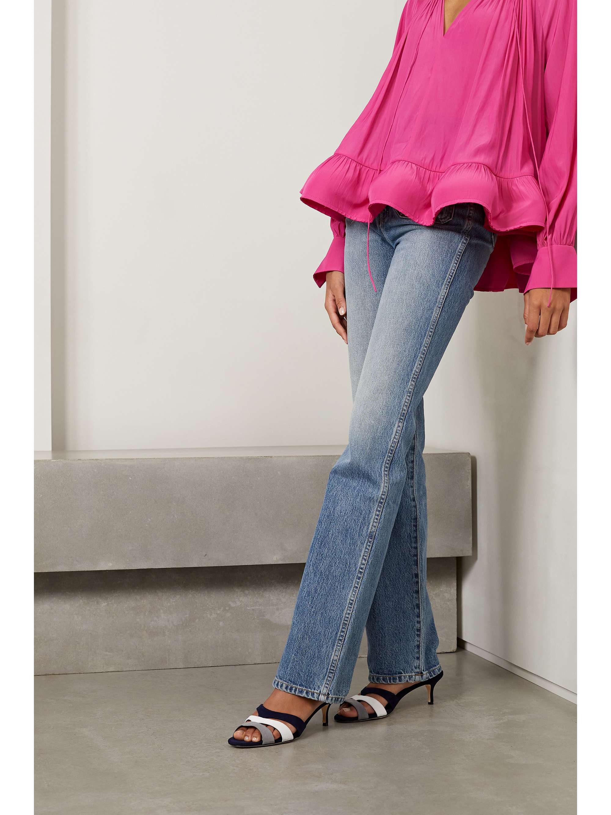 MANOLO BLAHNIK Suspiroso 50 color-block suede mules | NET-A-PORTER