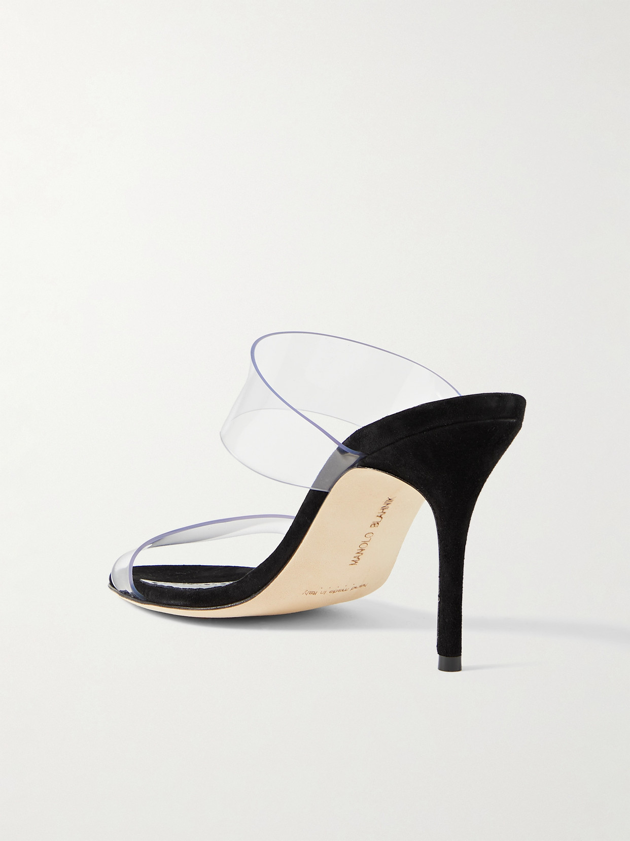 Shop Manolo Blahnik Scolto 90 Pvc Mules In Black