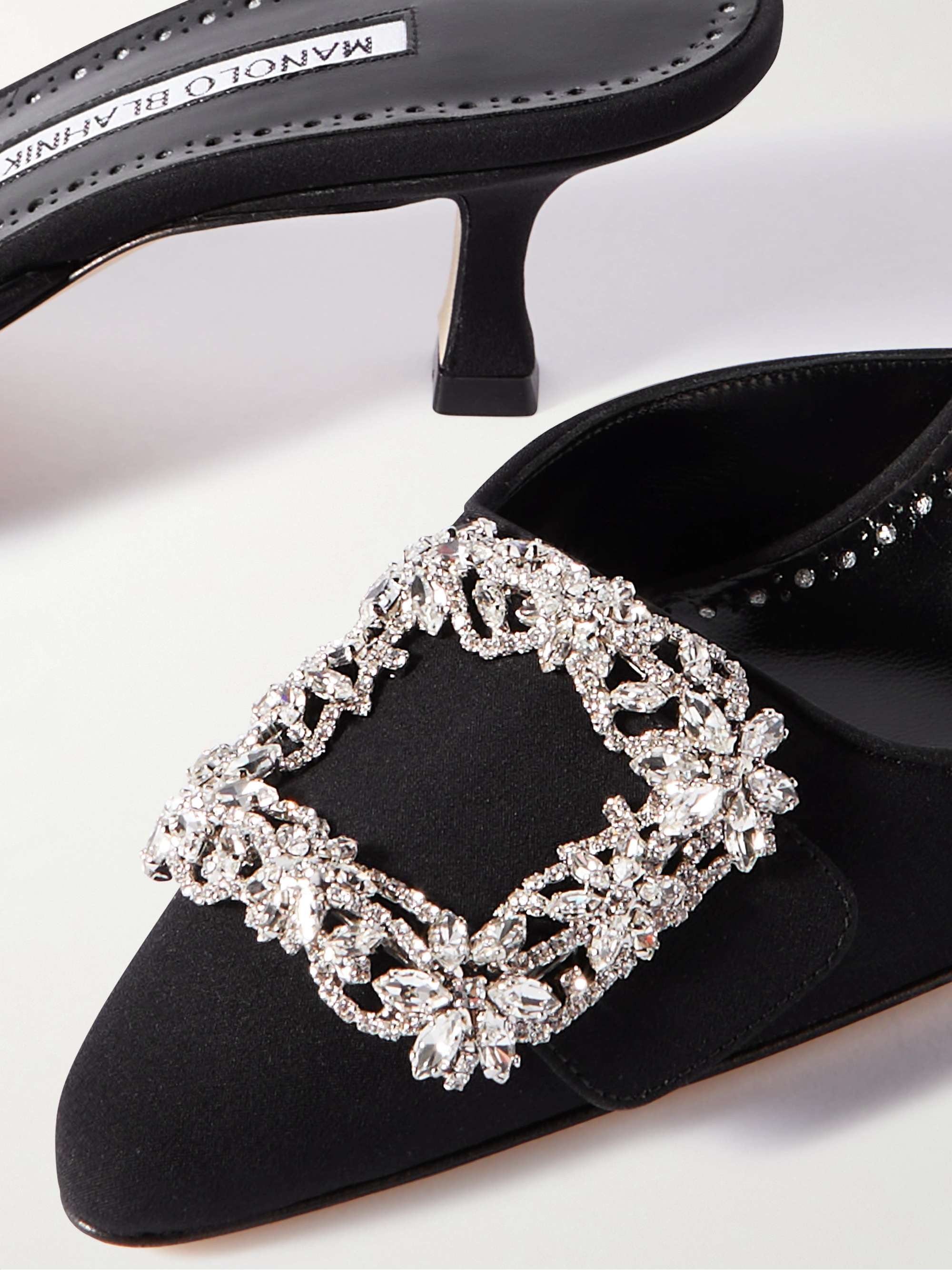 MANOLO BLAHNIK Maysale 50 Mules aus Veloursleder mit Schnalle