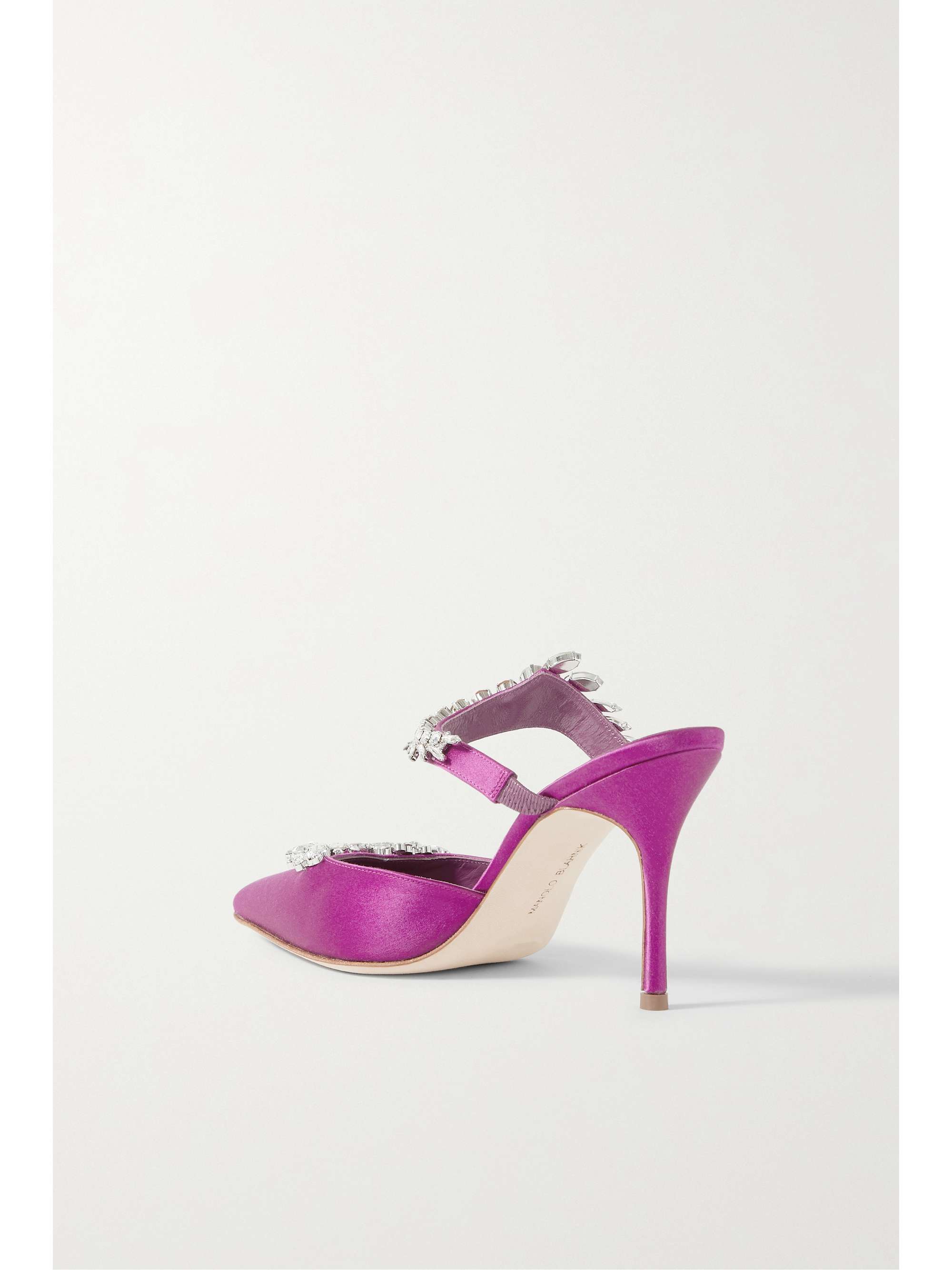 MANOLO BLAHNIK Lurum 90 crystal-embellished satin mules