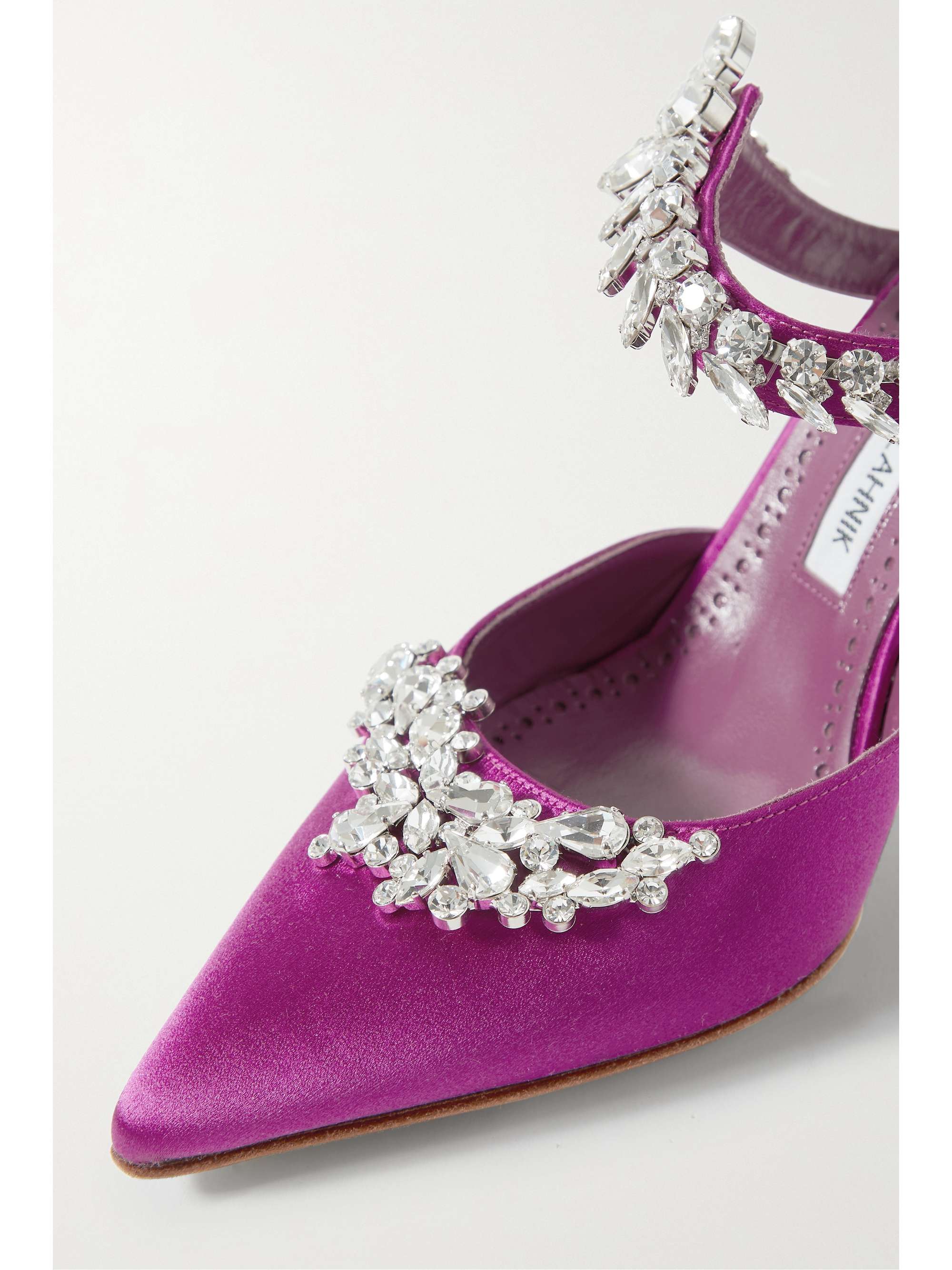 MANOLO BLAHNIK Lurum 90 crystal-embellished satin mules