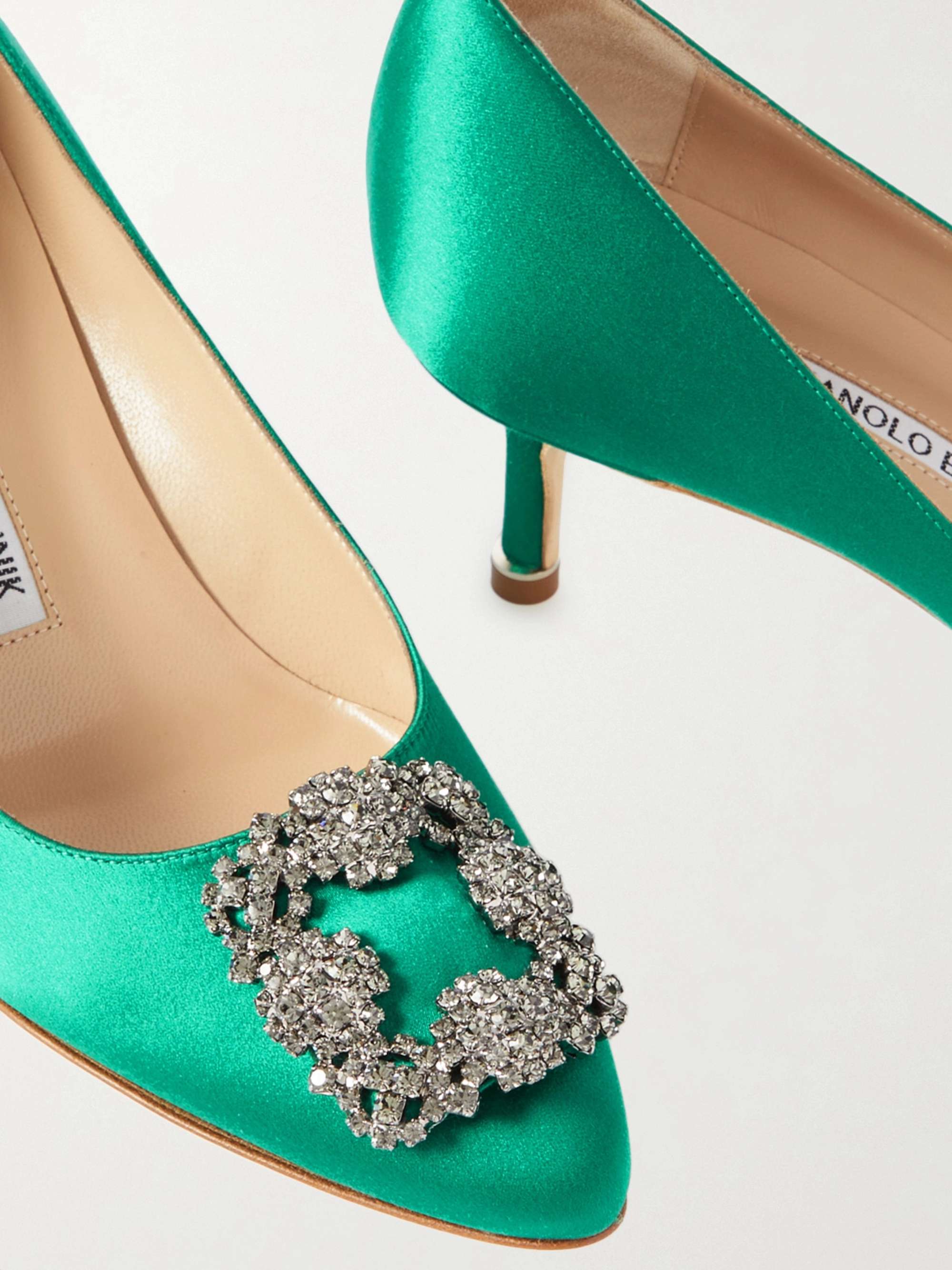 MANOLO BLAHNIK Hangisi 50 embellished satin pumps | NET-A-PORTER