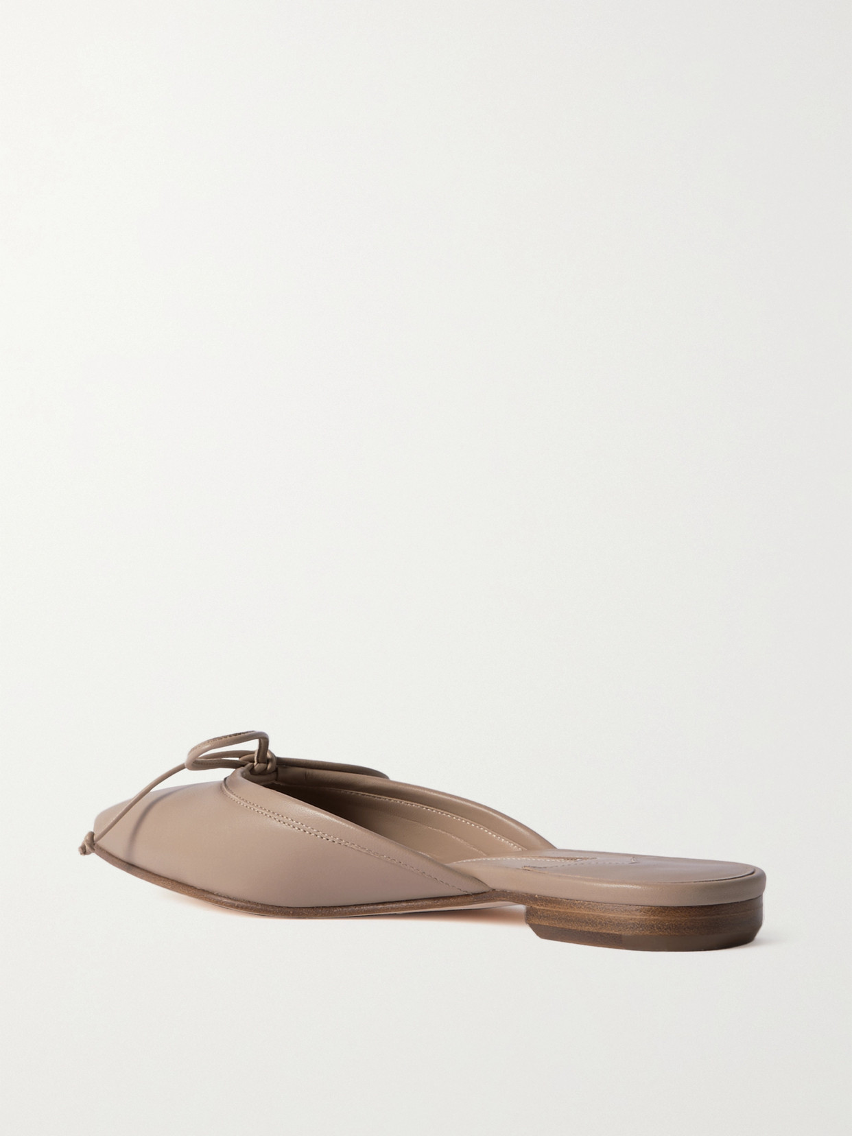 Manolo Blahnik Ballerimu Leather Point-toe Mules In Neutrals