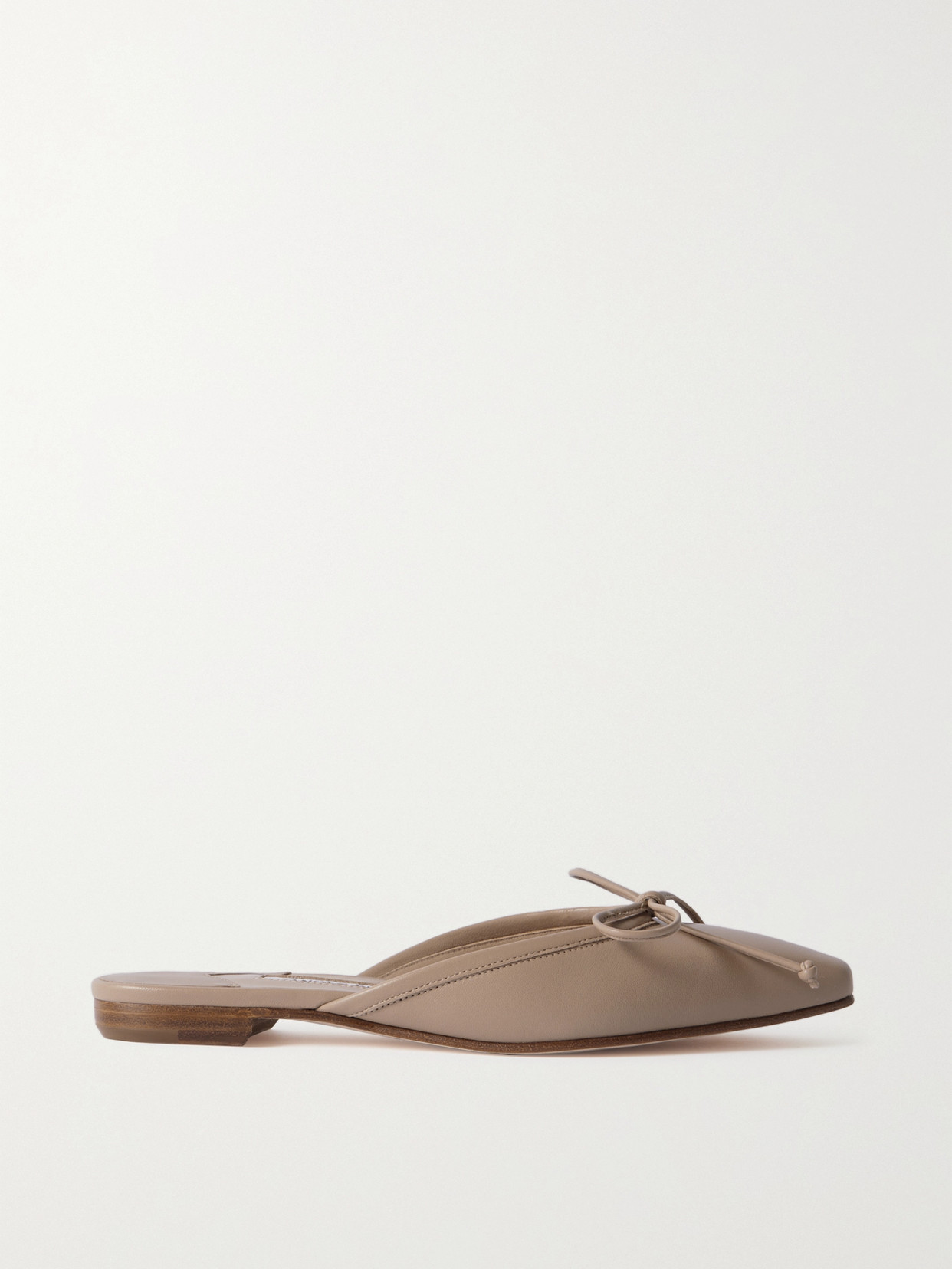 Manolo Blahnik Ballerimu Leather Point-toe Mules In Neutrals