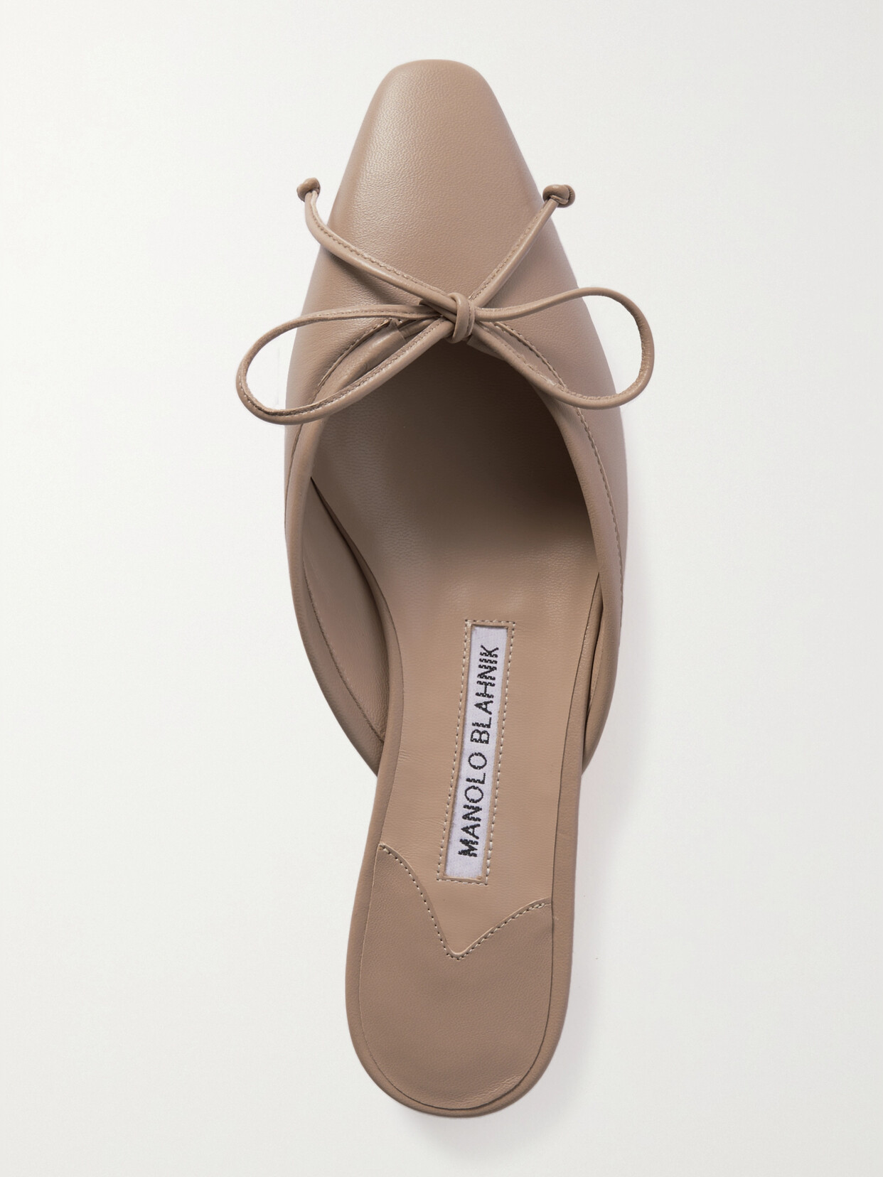 Manolo Blahnik Ballerimu Leather Point-toe Mules In Neutrals