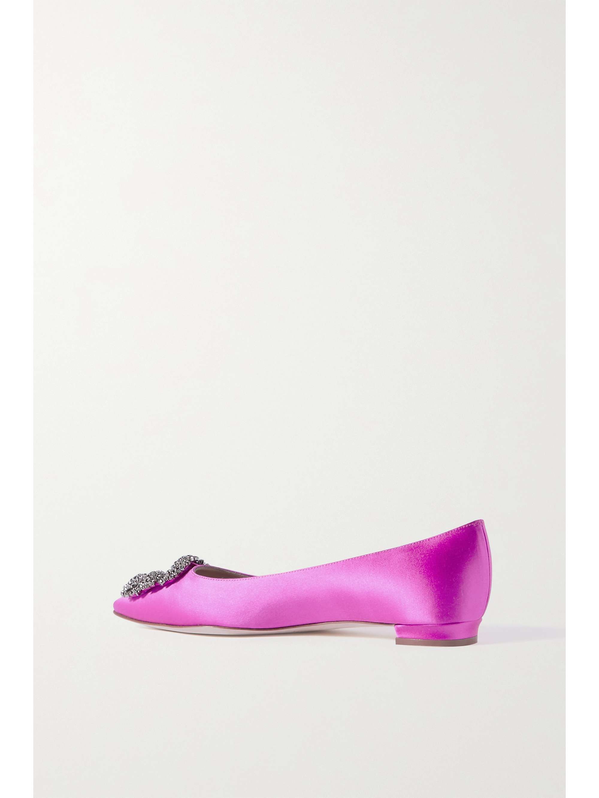 MANOLO BLAHNIK Hangisi embellished satin point-toe flats