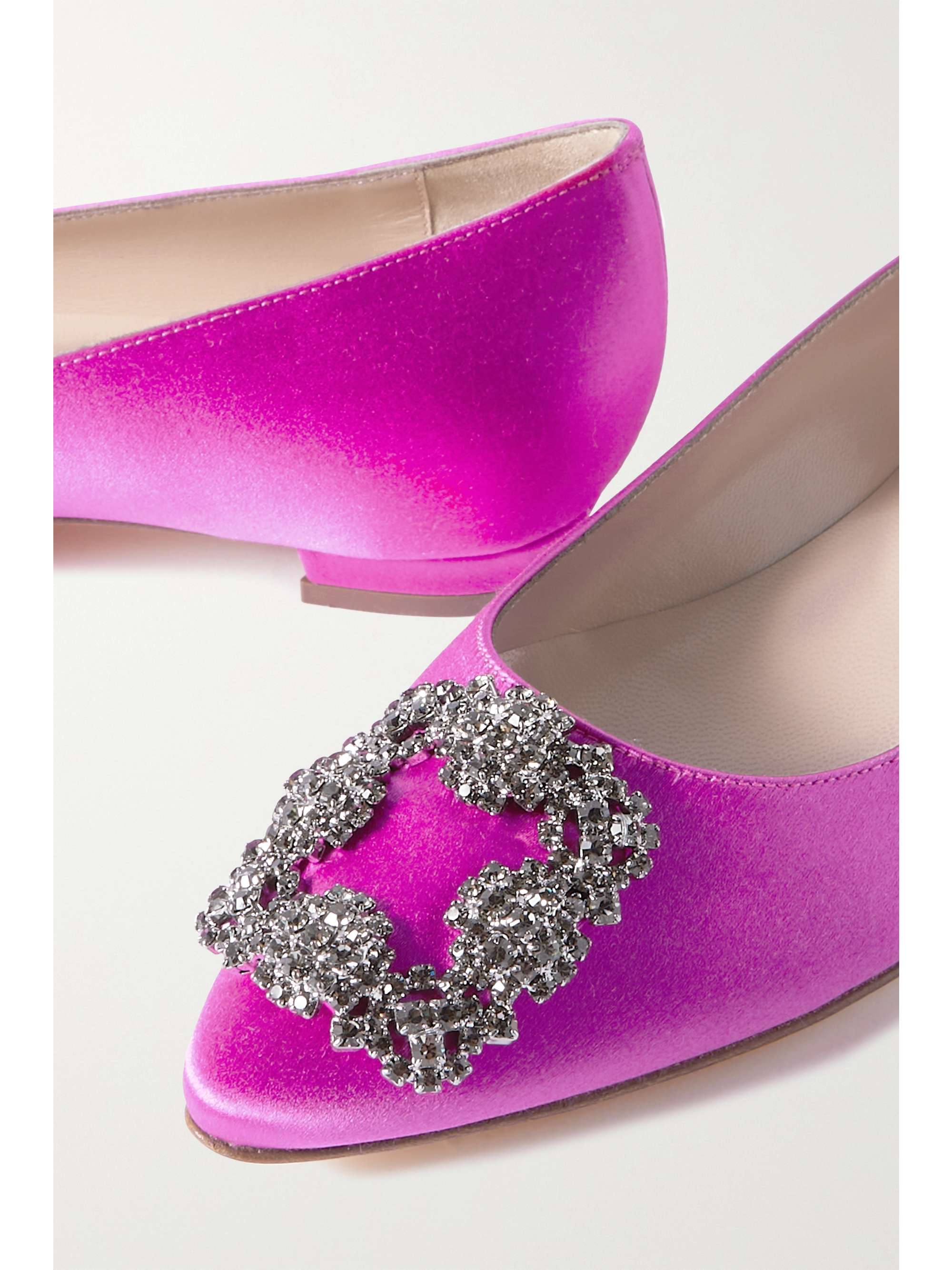MANOLO BLAHNIK Hangisi embellished satin point-toe flats