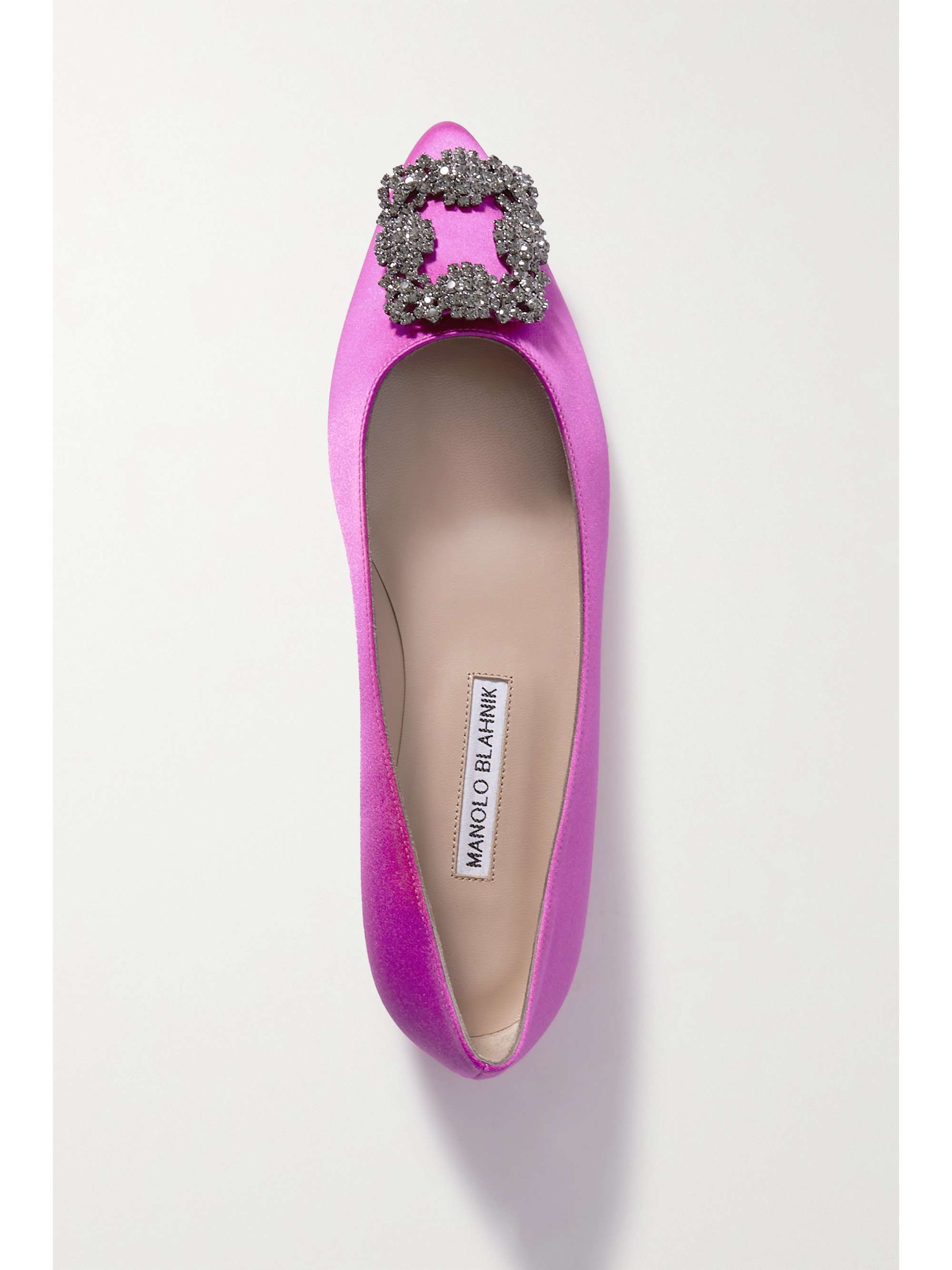 MANOLO BLAHNIK Hangisi embellished satin point-toe flats