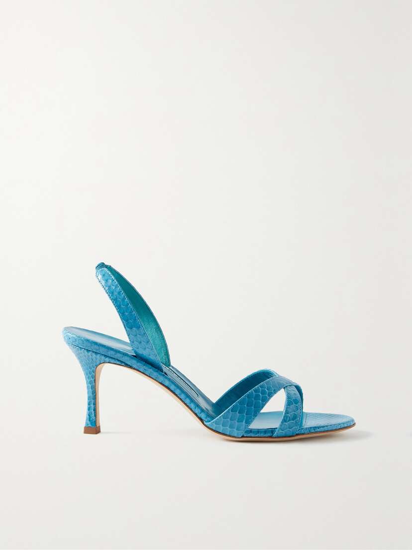 Manolo Blahnik Callasli Elaphe Slingback Sandals