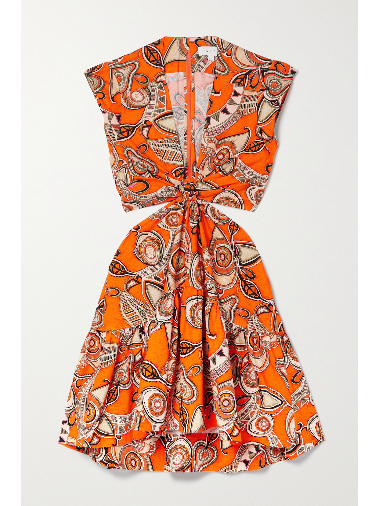 A.L.C. Lexi Cutout Printed Cotton-poplin Mini Dress