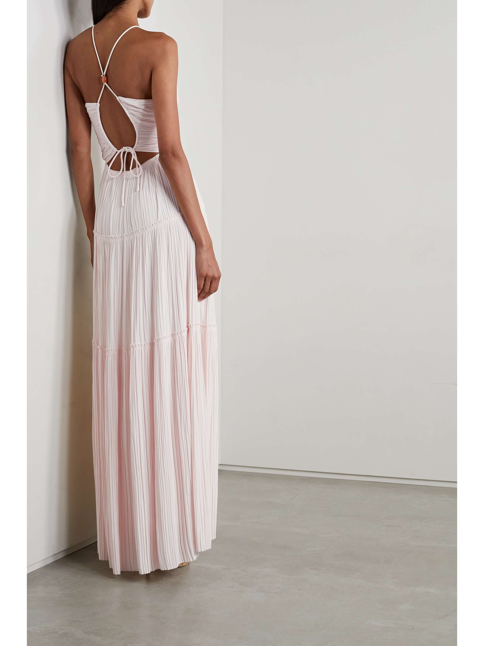 A.L.C. Kai cutout embellished plissé-jersey maxi dress