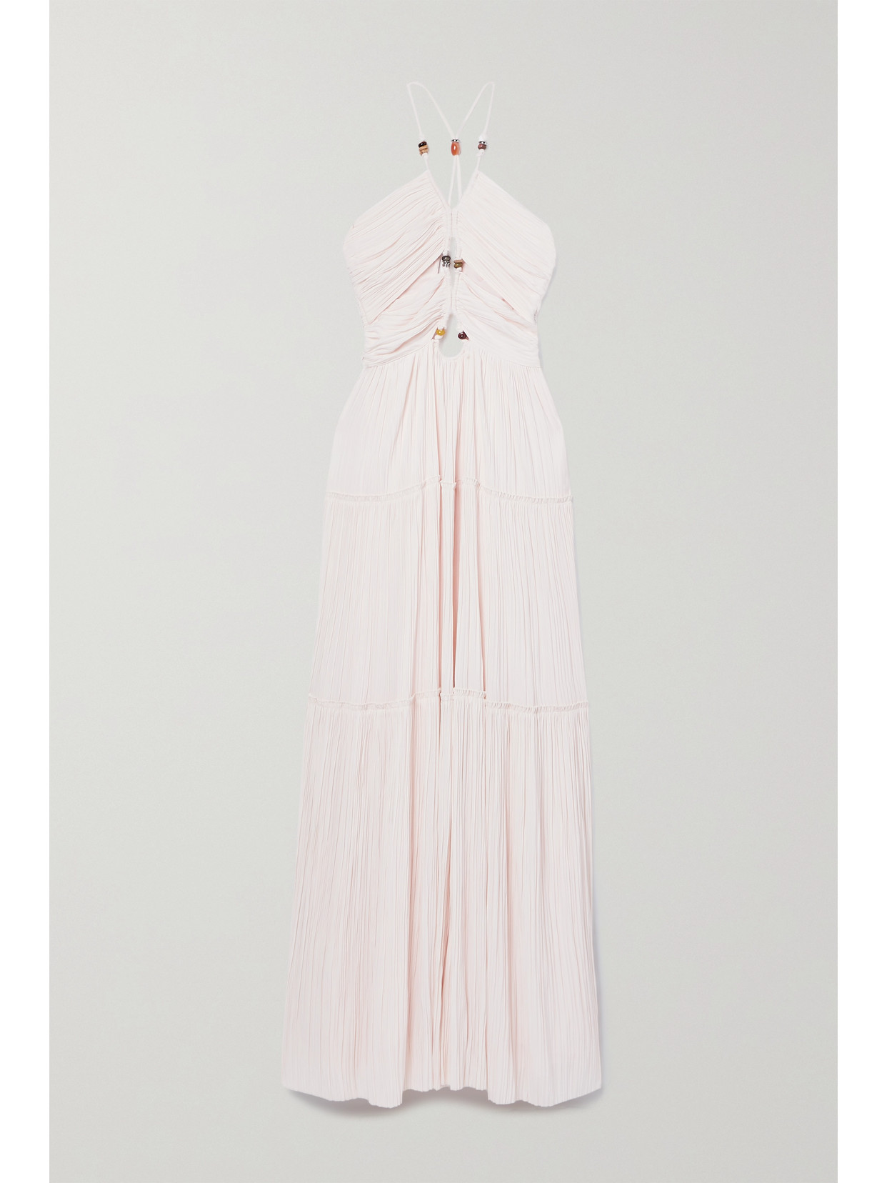 A.L.C. Kai Cutout Embellished Plissé-jersey Maxi Dress