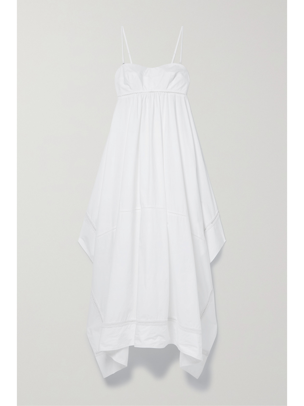 A.l.c Blanca Asymmetric Crochet-trimmed Cotton Maxi Dress In White | ModeSens