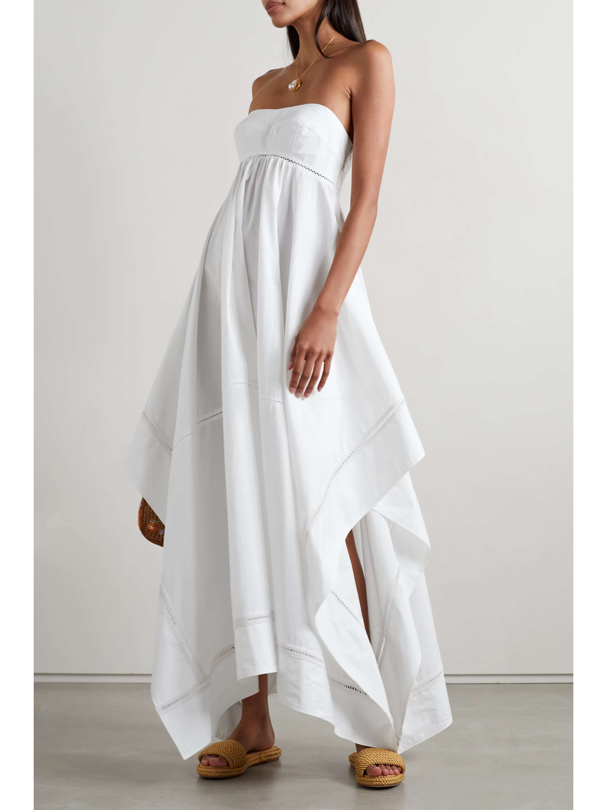 ALÉC Blanca asymmetric crochet-trimmed cotton maxi dress