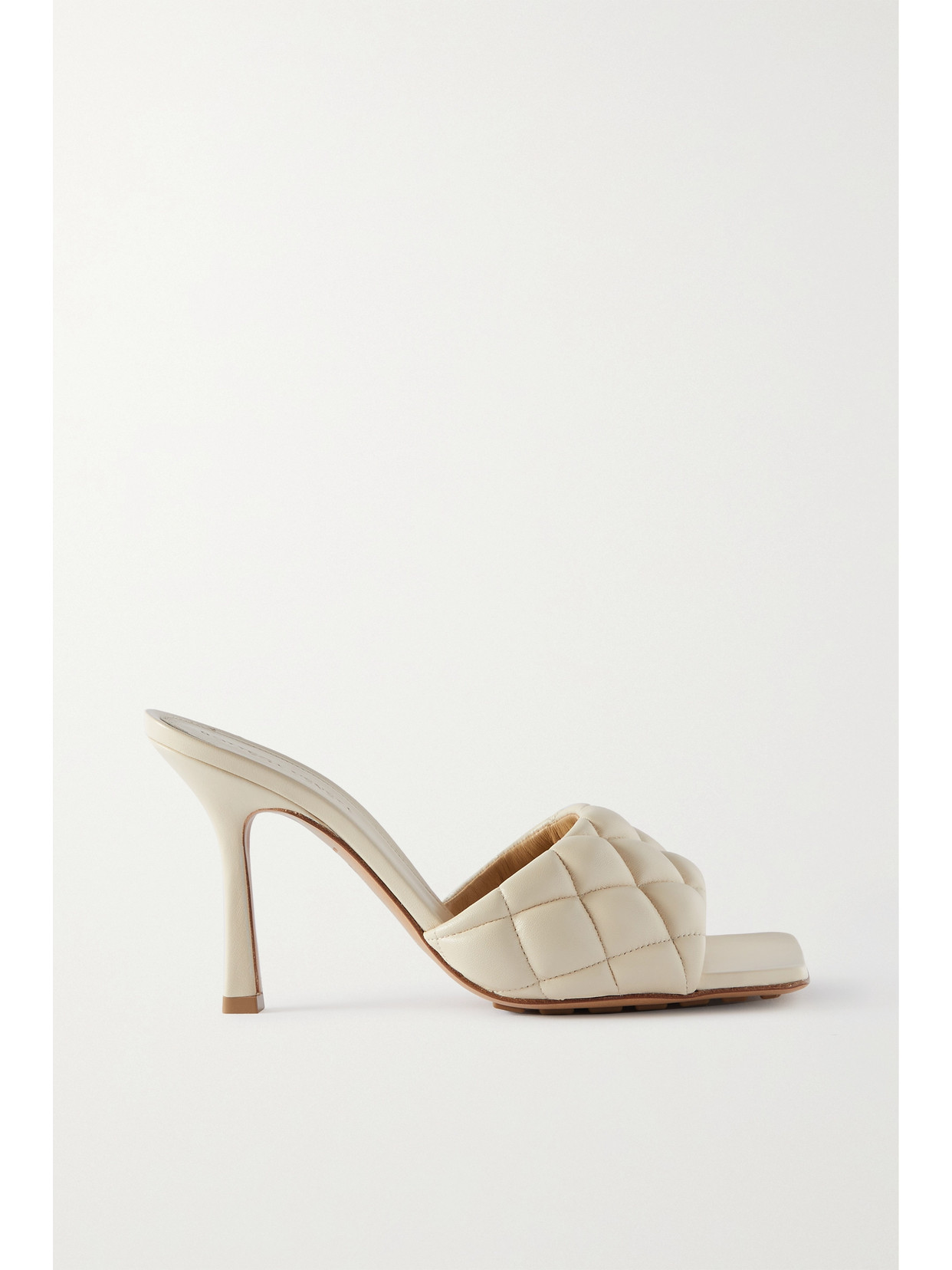 Bottega Veneta Padded Square-toe Quilted-leather Mules In Cream