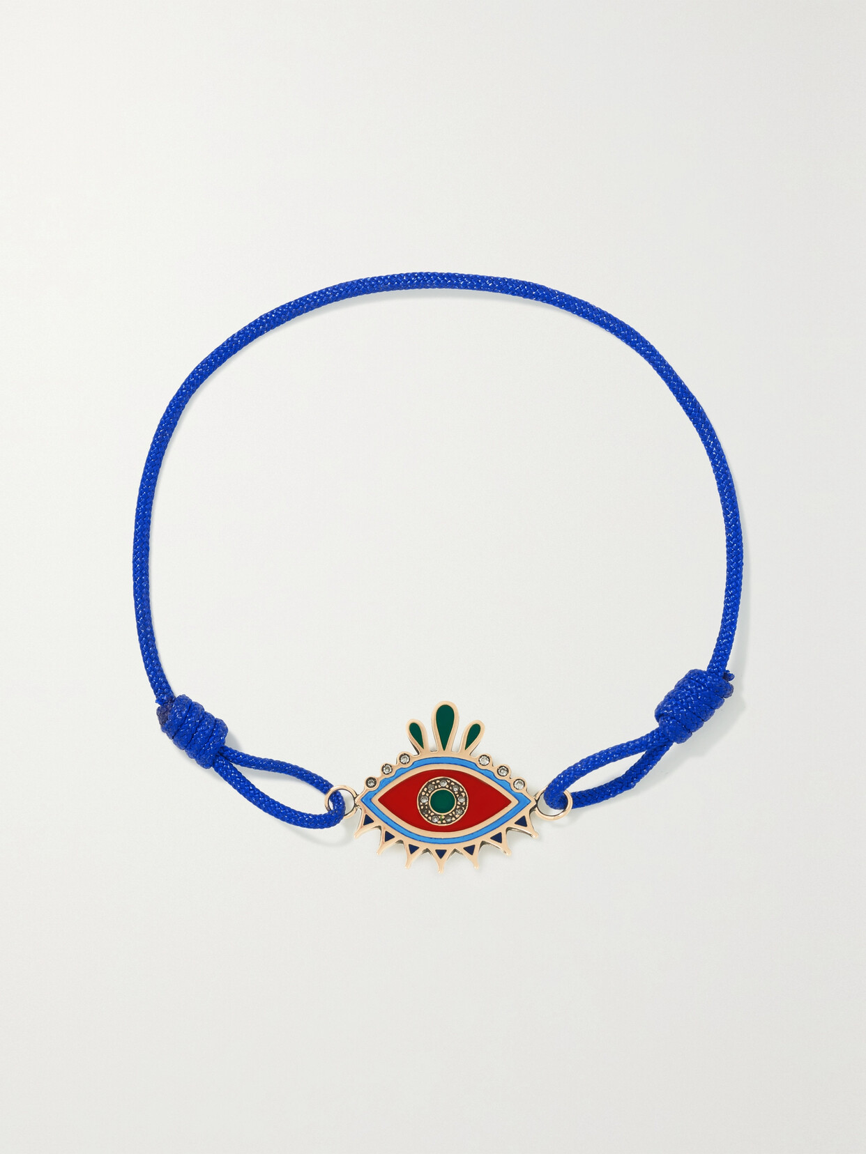 L’Atelier Nawbar 18-karat Gold, Cord, Enamel And Diamond Bracelet