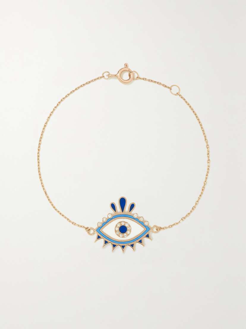 L’Atelier Nawbar 18-karat Gold, Enamel And Diamond Bracelet