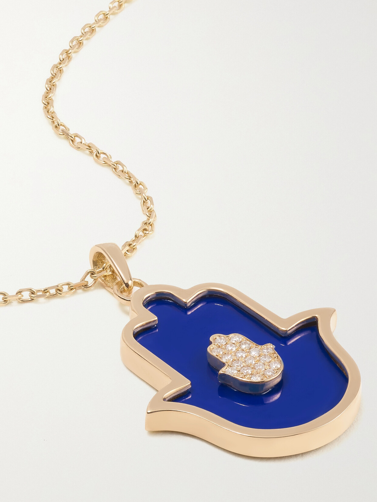 L’Atelier Nawbar Your Hand In Mine 18-karat Gold, Lapis Lazuli And Diamond Necklace