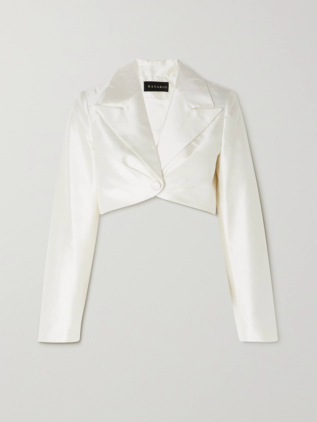 RASARIO Cropped Ruched Silk Blazer